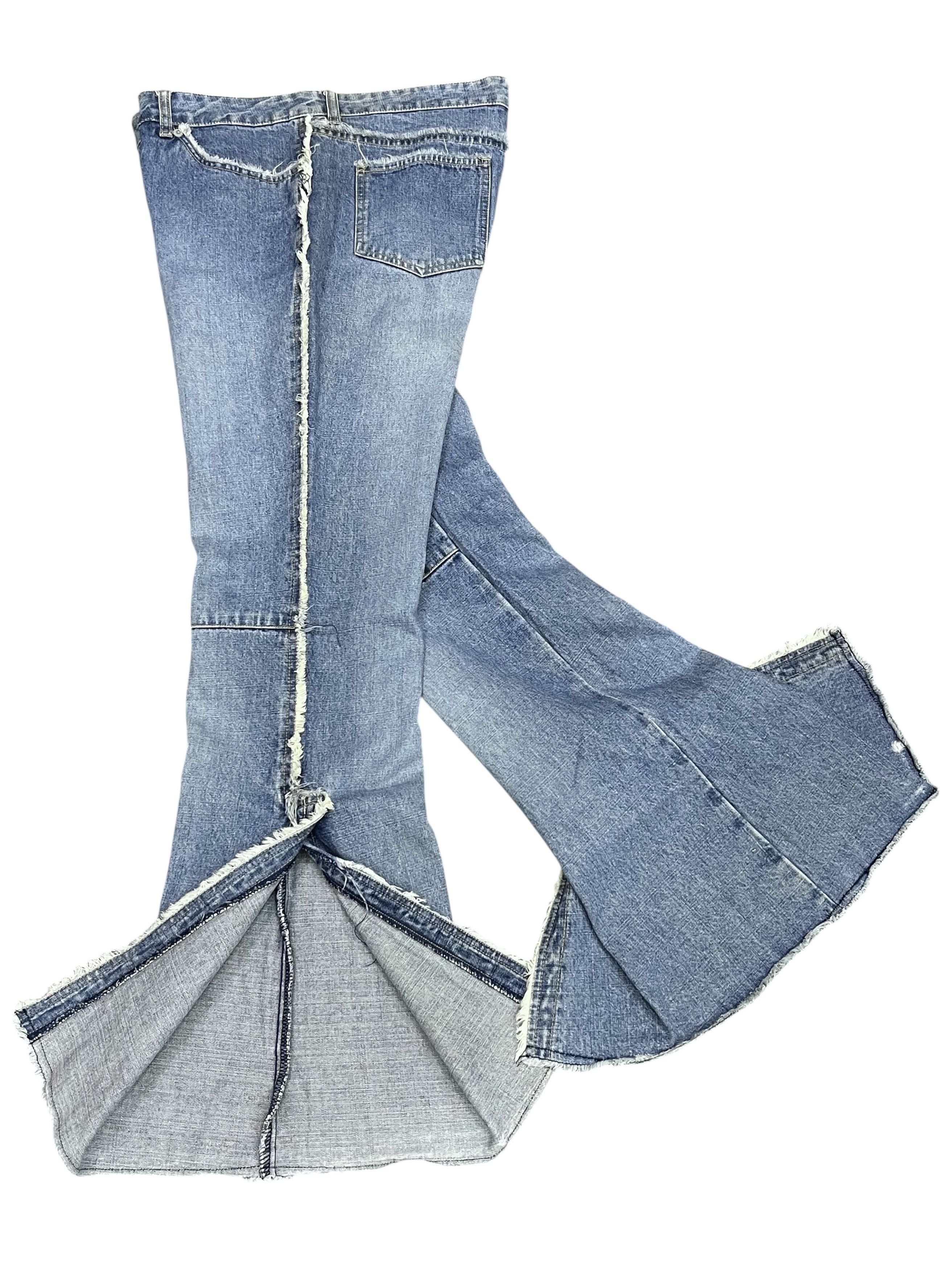 Japanese Brand Vtg Playchess Japan Hem Cut Side Flare Denim Light Wash Size 32" / US 10 / IT 46 - 3 Thumbnail