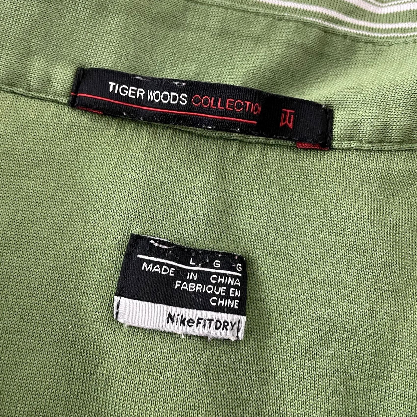 Nike VINTAGE Nike Tiger Woods Striped Short Sleeve Golf Polo Shirt Mens Large Green Size US L / EU 52-54 / 3 - 2 Thumbnail