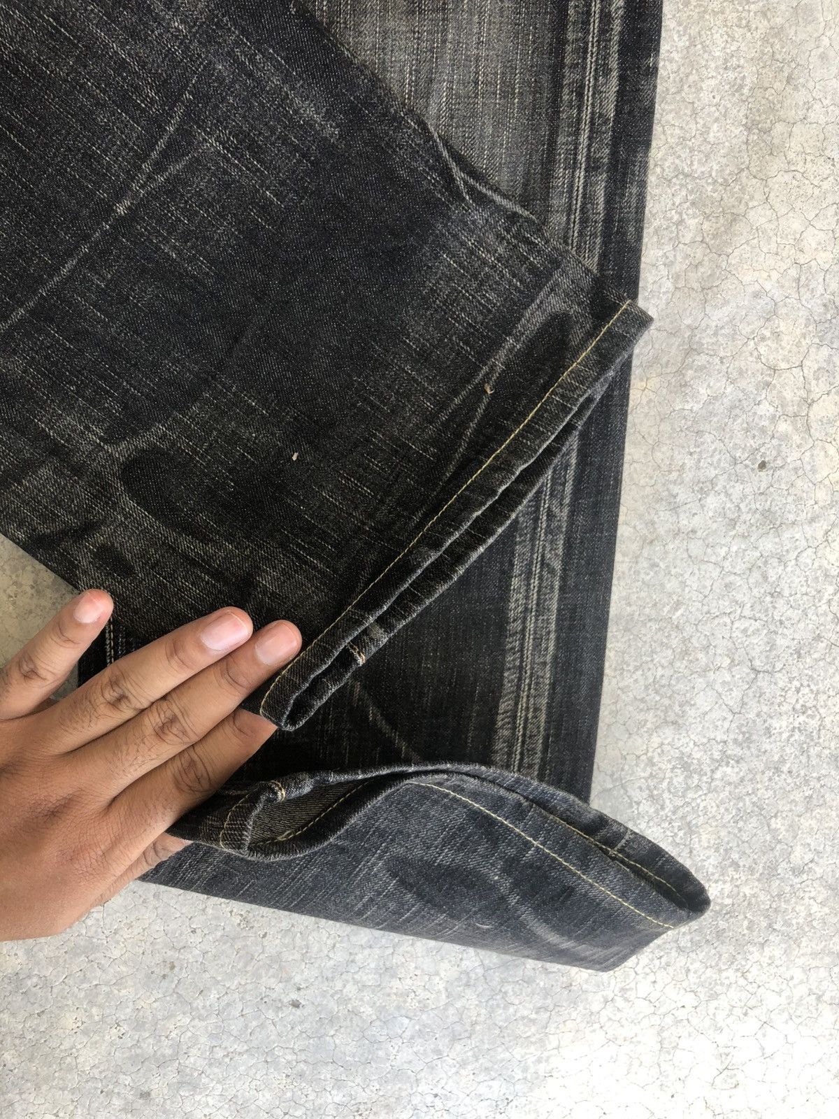 Le Grande Bleu (L.G.B.) Japanese Edwin 503 Blue Trip Distressed Jeans Size US 33 - 13 Thumbnail