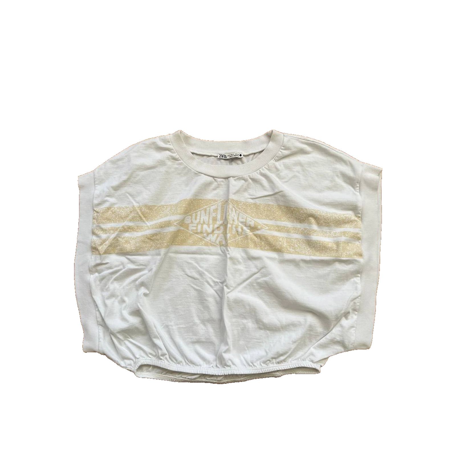 Zara ZARA Women Short Sleeve T Shirt Blend Top Whi Size L A000873 Size L / US 10 / IT 46 - 1 Thumbnail