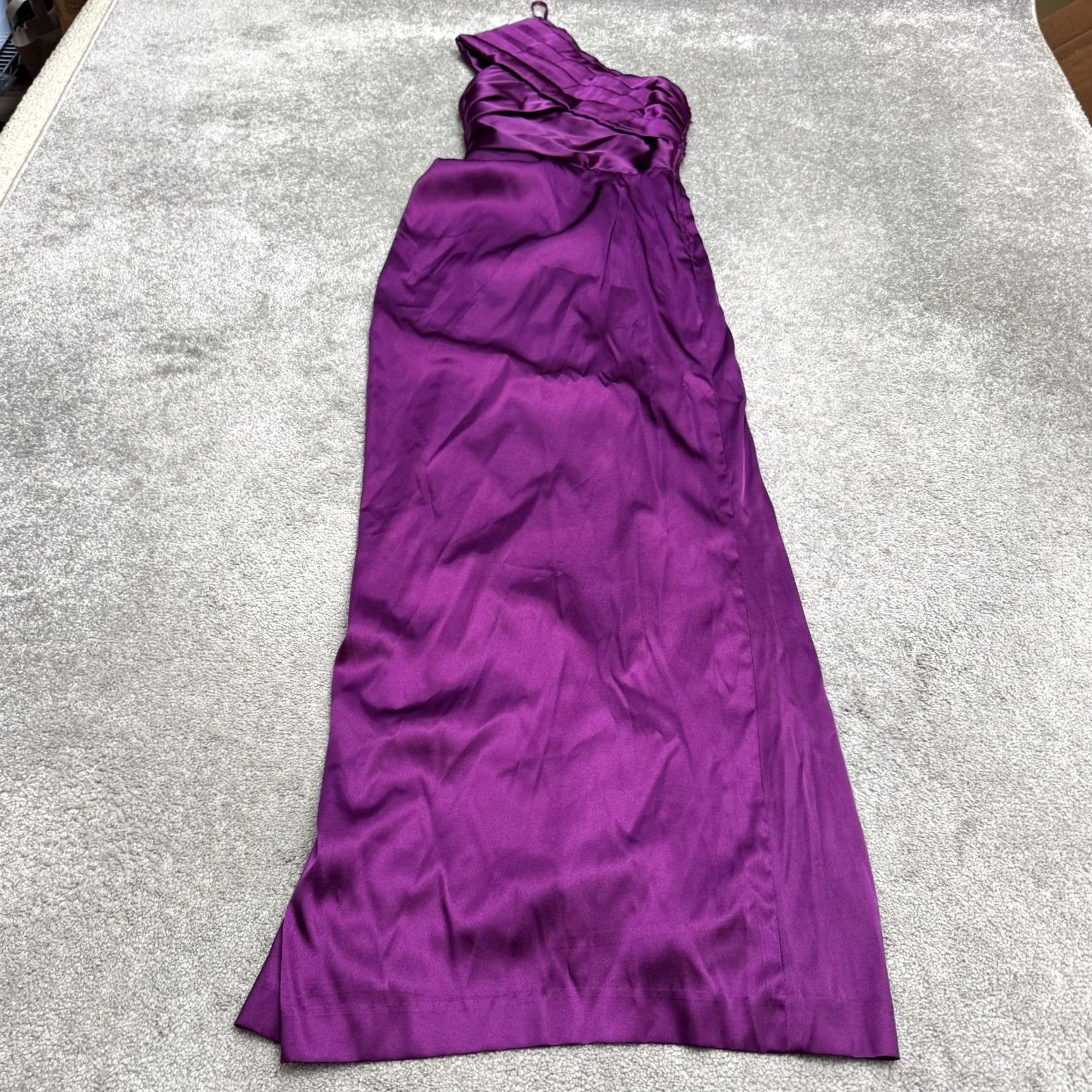 Adrianna Papell Adrianna Papell E! Live Red Carpet One Shoulder Satin Maxi Formal Dress 4 Purple Size S / US 4 / IT 40 - 2 Thumbnail
