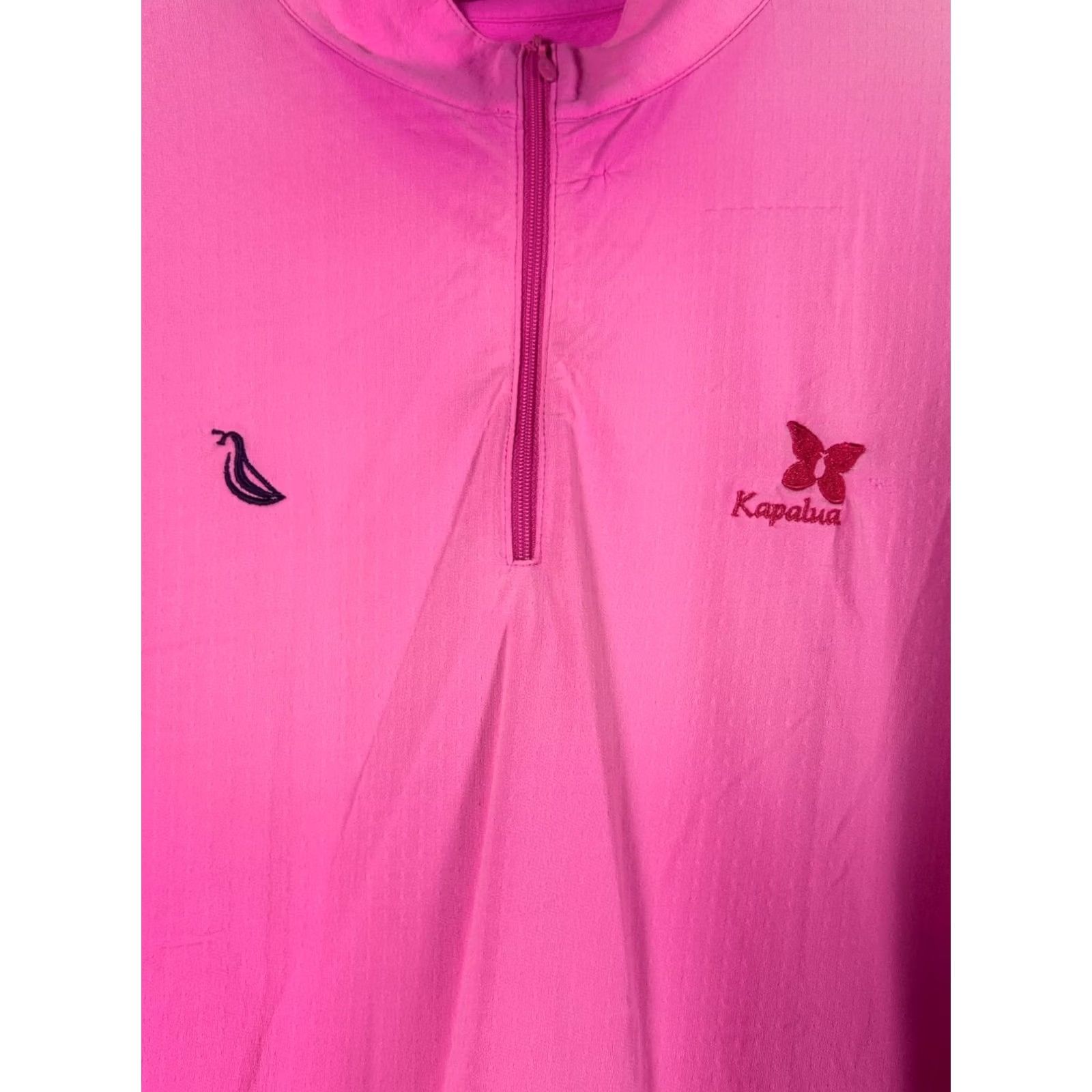 Vintage Ibkul Womens Pink Long Sleeve 1/4 Zip Pullover Medium Kapalua & Team Play Logos Size M / US 6-8 / IT 42-44 - 2 Thumbnail