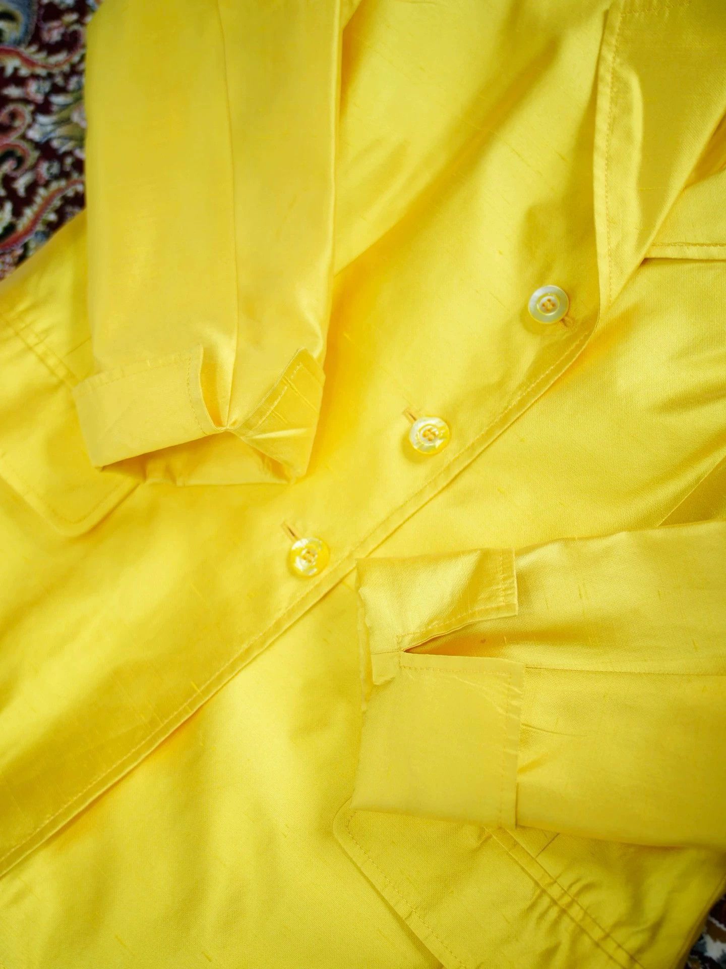 Escada Escada Vintage Yellow Silk Blazer Size S / US 4 / IT 40 - 3 Thumbnail