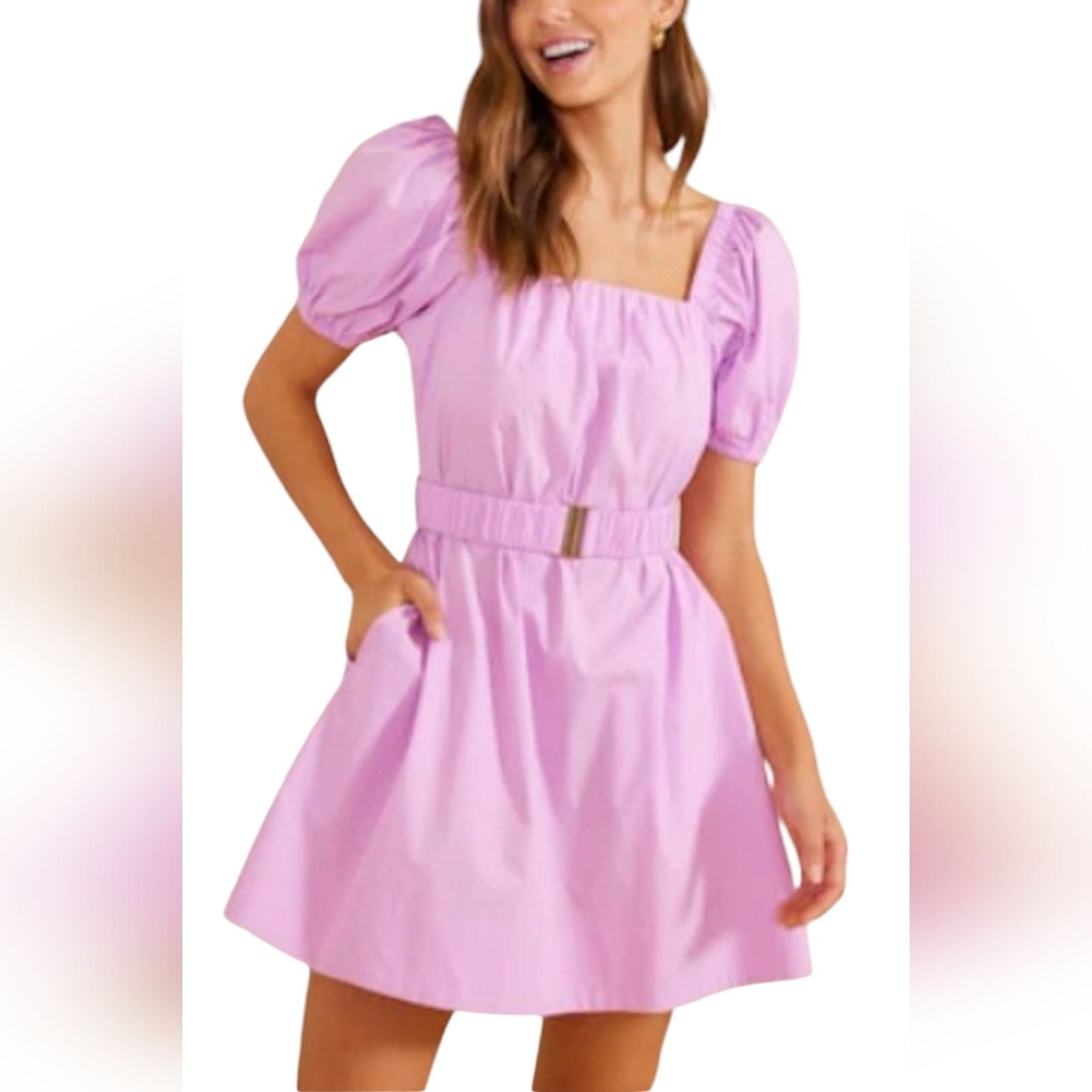 MINKPINK NWT MinkPink Dita Mini Puff Shoulder Dress Large Lavender Size L / US 10 / IT 46 - 5 Thumbnail