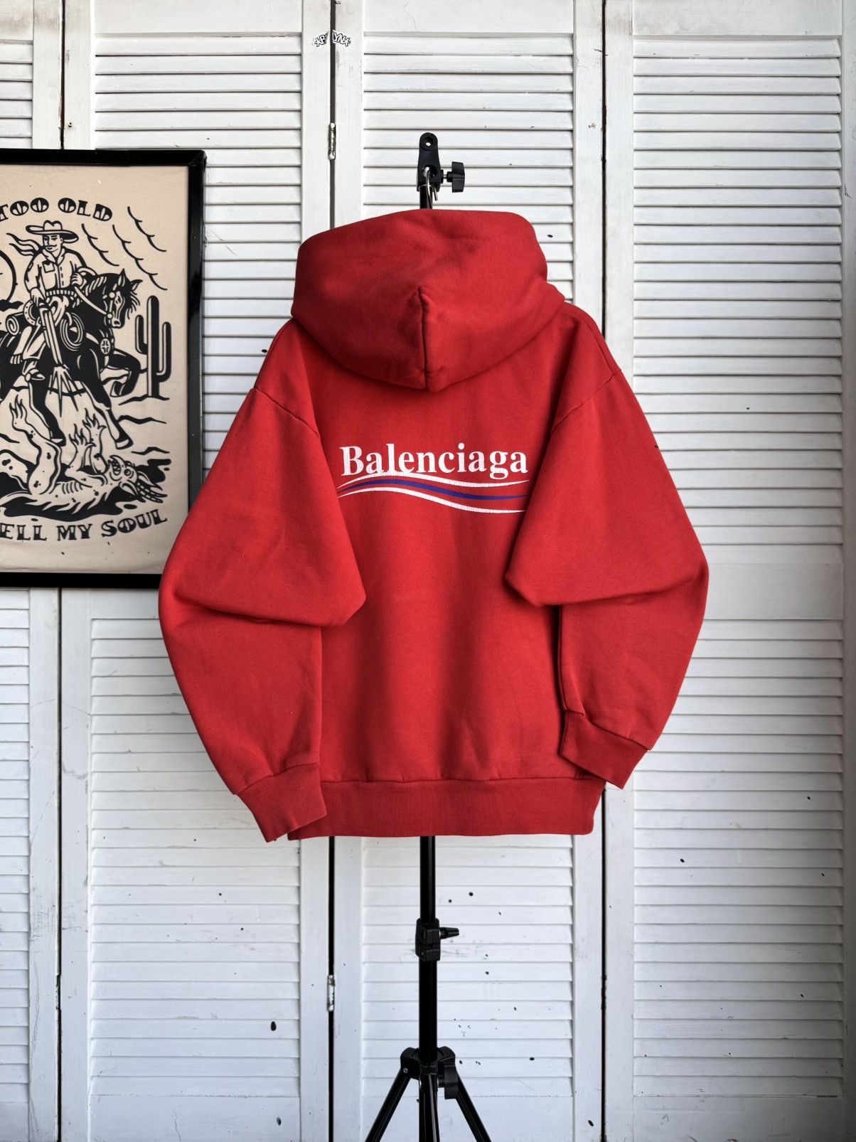 Balenciaga Balenciaga Campaign Wave Logo Pullover Hoodie Red Authentic Size US XXS / EU 40 - 1 Thumbnail
