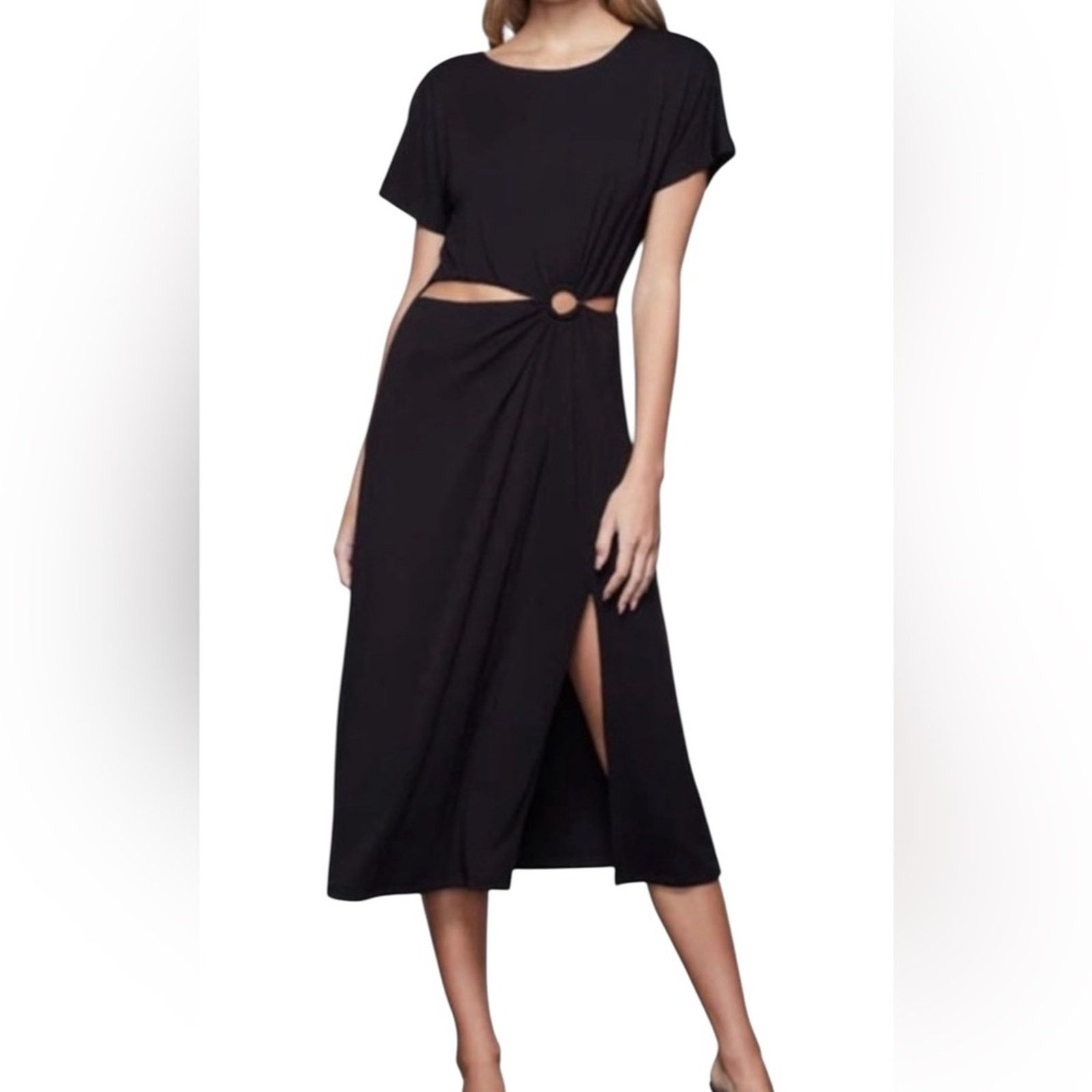 Good American Good American Ring Cutout Slit Midi Dress Black NWT 5XL Size 4XL / US 24-26 - 1 Thumbnail