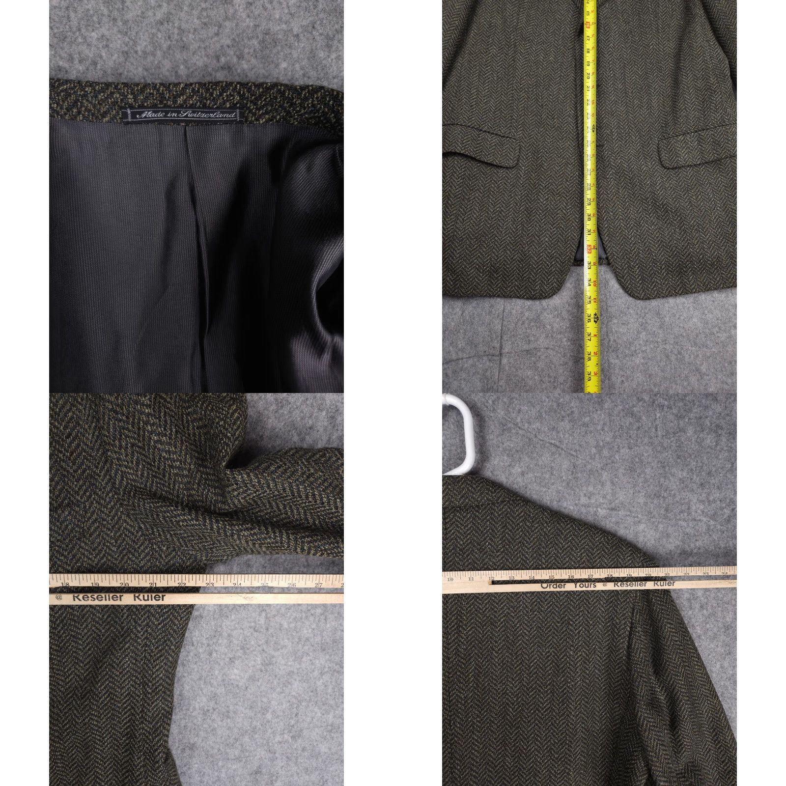 Ermenegildo Zegna Ermenegildo Zegna Blazer Jacket Men 54 Gray Three-Button Wool Peak Lapel Geometric Chevron Pattern Regular Jacket Coat Size 54R - 8 Thumbnail
