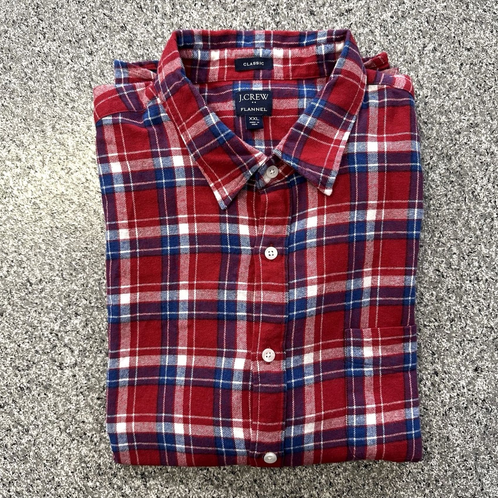 J.Crew J.CREW Buffalo Check Red Flannel Button-Up Shirt - Mens 2XL Classic Fit Long Sleeve Size US XXL / EU 58 / 5 - 7 Thumbnail