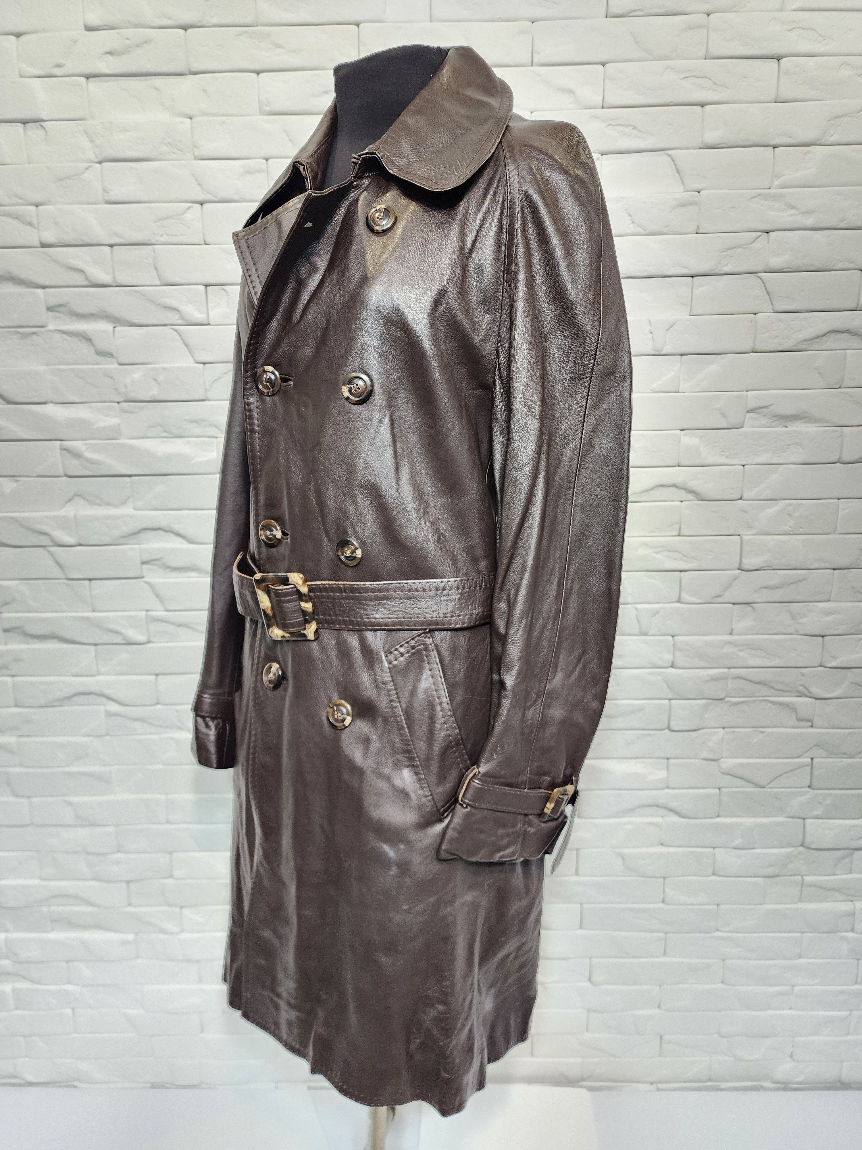 Genuine Leather Men's Brown Leather Cardigan: Button Front Coat Size US M / EU 48-50 / 2 - 4 Thumbnail