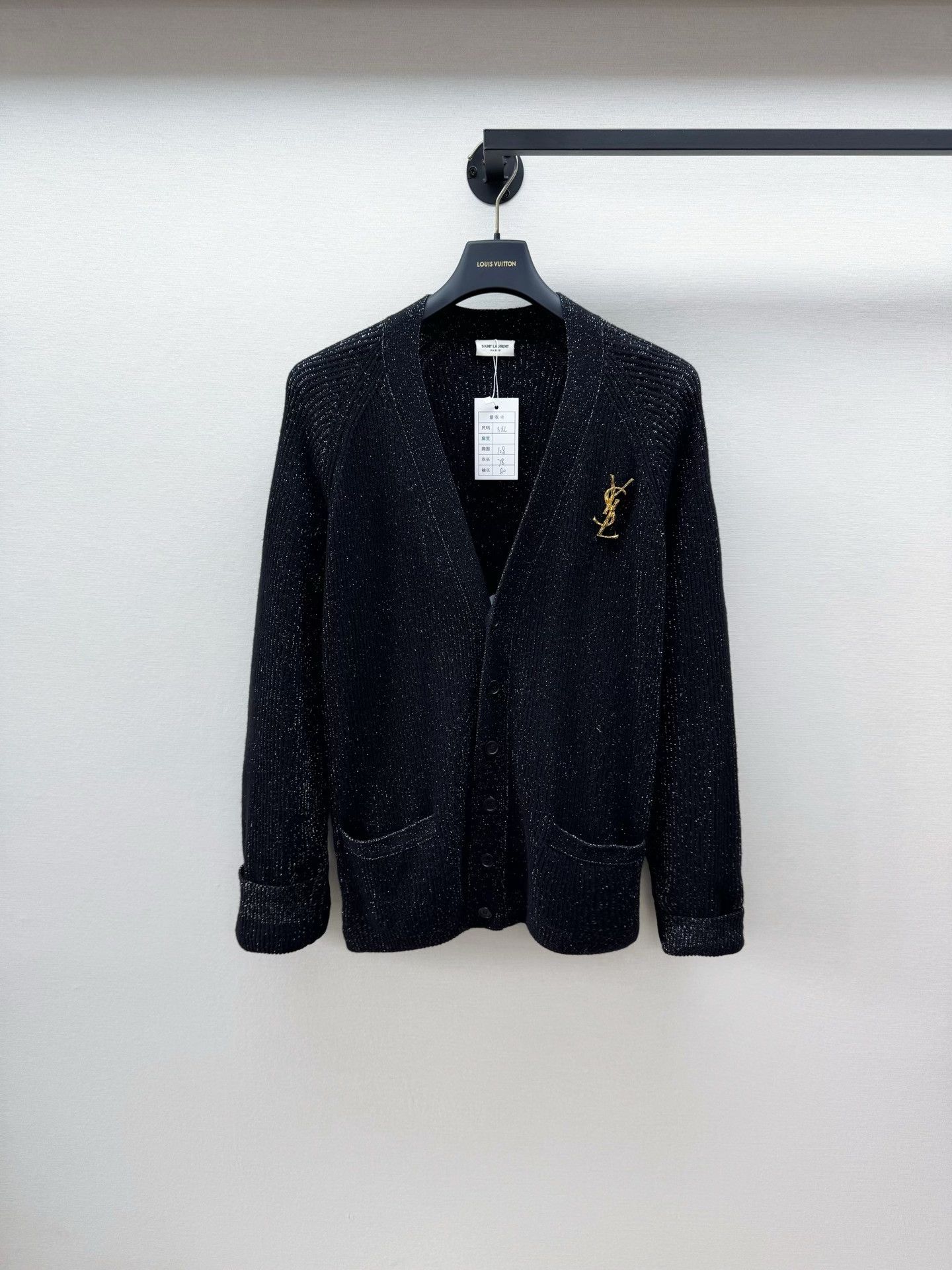 Saint Laurent Paris Saint Laurent Black Gold Logo Cardigan Size US XXL / EU 58 / 5 - 1 Thumbnail