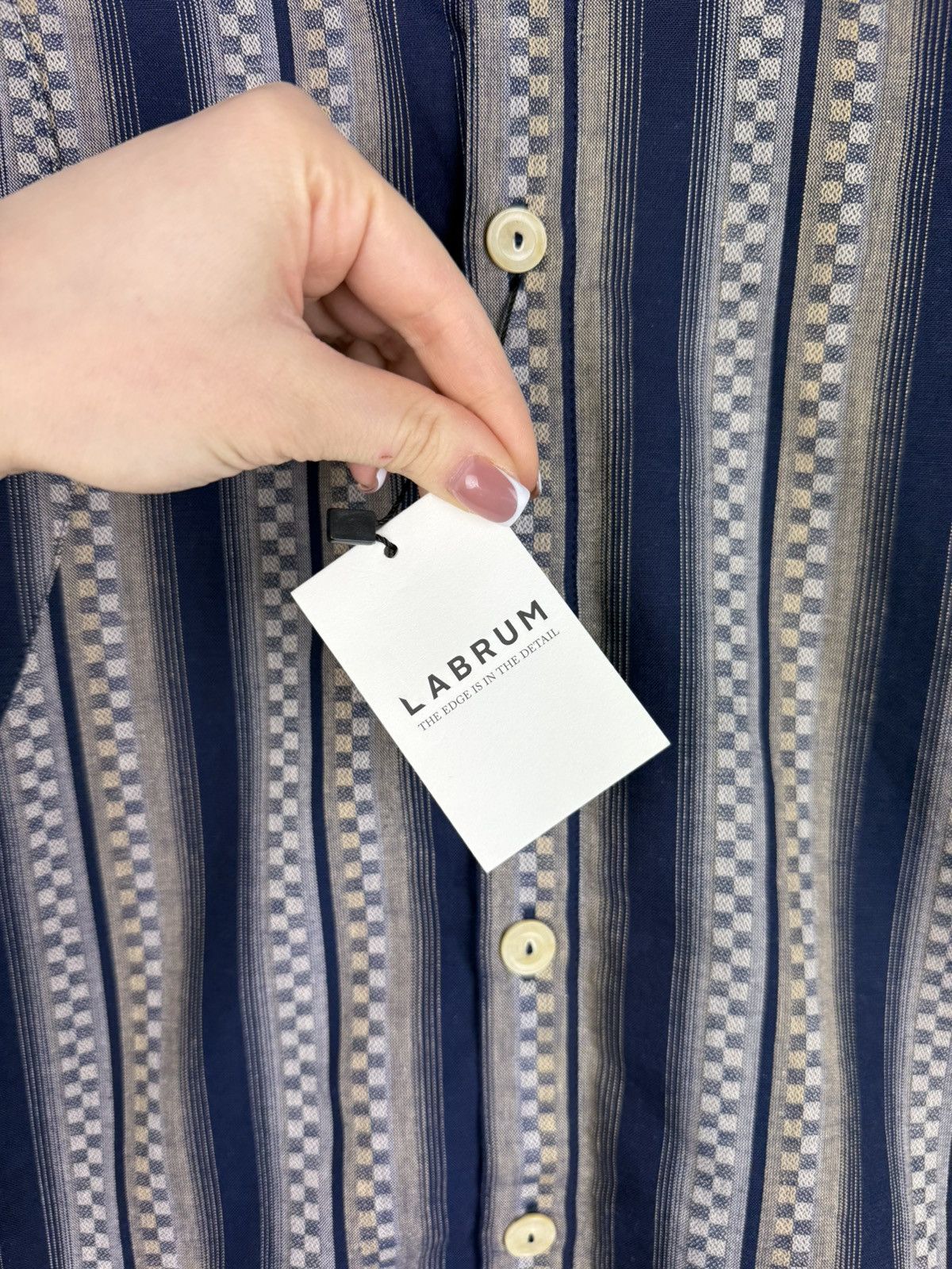 Designer BNWT! Labrum L/S Collarless Patterned Button Up Shirt Size US M / EU 48-50 / 2 - 11 Thumbnail