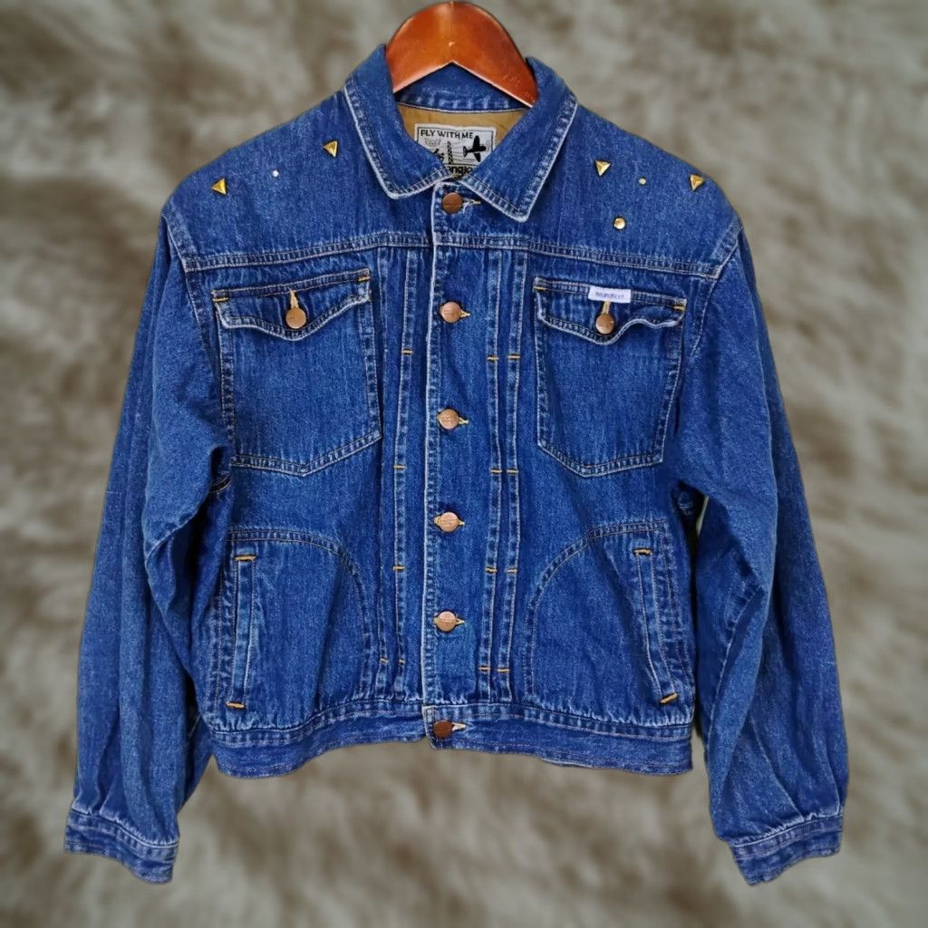 Wrangler VINTAGE Wrangler Denim Jacket With Studded Fly With Me Fits Small Blue Size S / US 4 / IT 40 - 1 Thumbnail