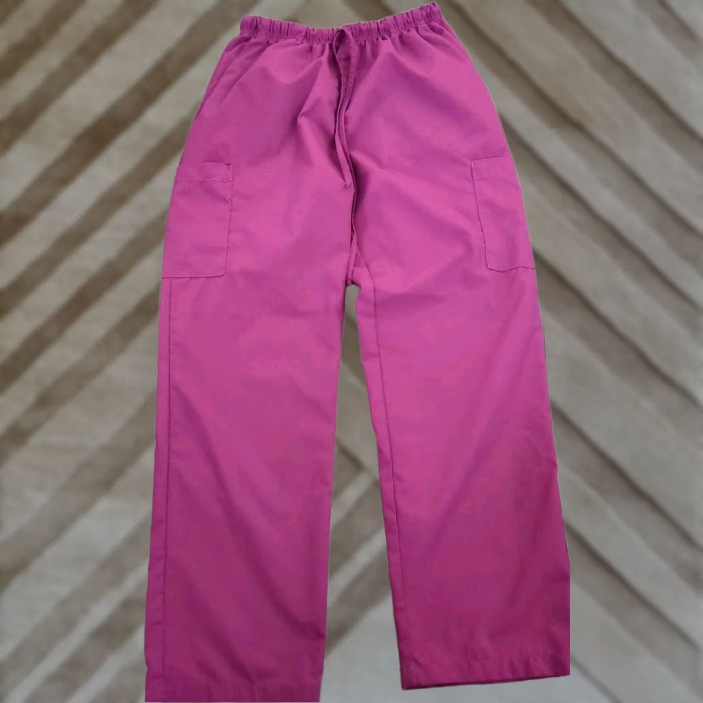 Vintage Chic Flex Women Scrubs Bottoms Slim Solid Red Elastic Waist Drawstring Pockets Size S Size 28" / US 6 / IT 42 - 1 Thumbnail