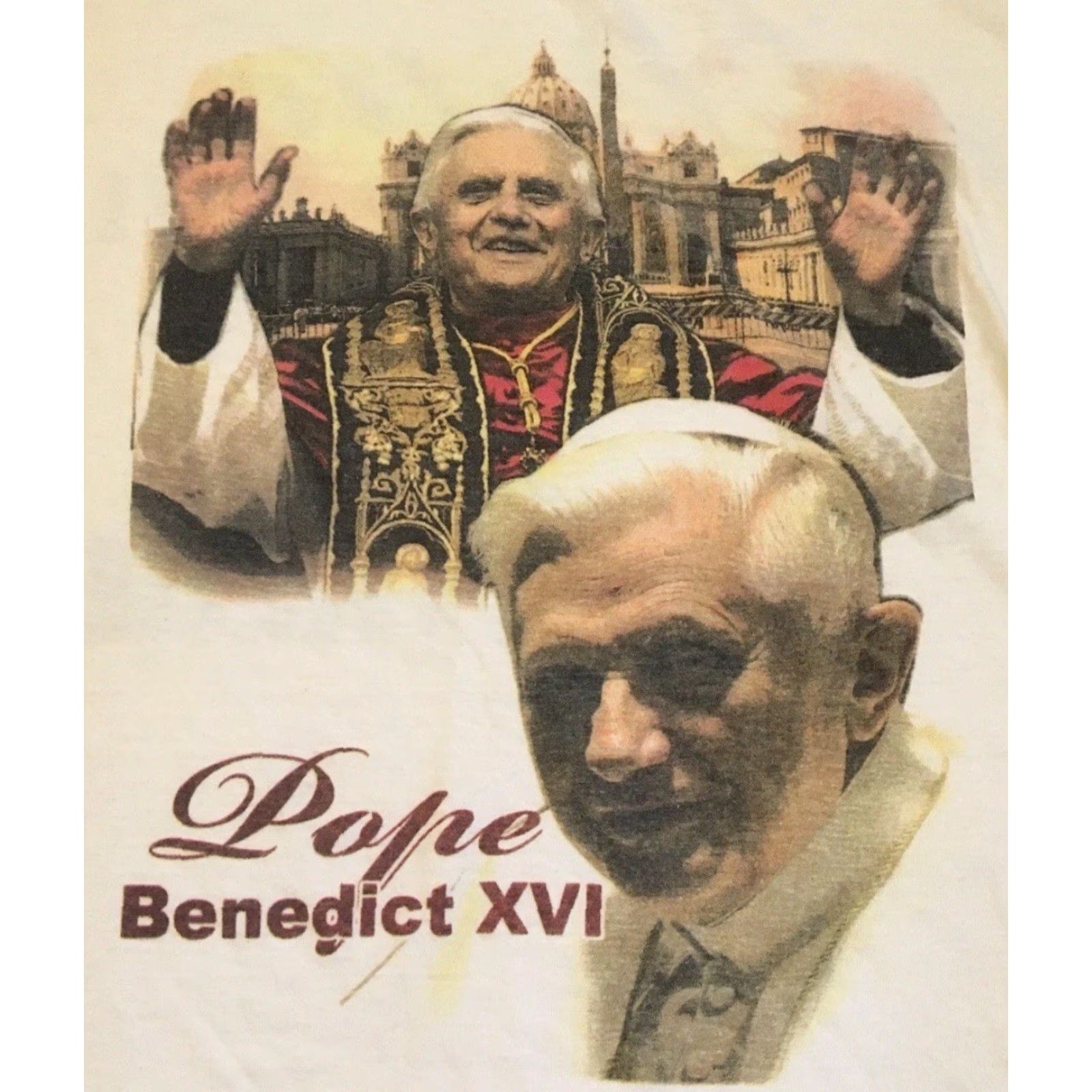 Vintage VINTAGE Pope Benedict XVI Faded I Was There Tour Shirt L God Catholic Lord Jesus NYC Grunge Y2K Shirt Mens XL White Size US L / EU 52-54 / 3 - 3 Thumbnail