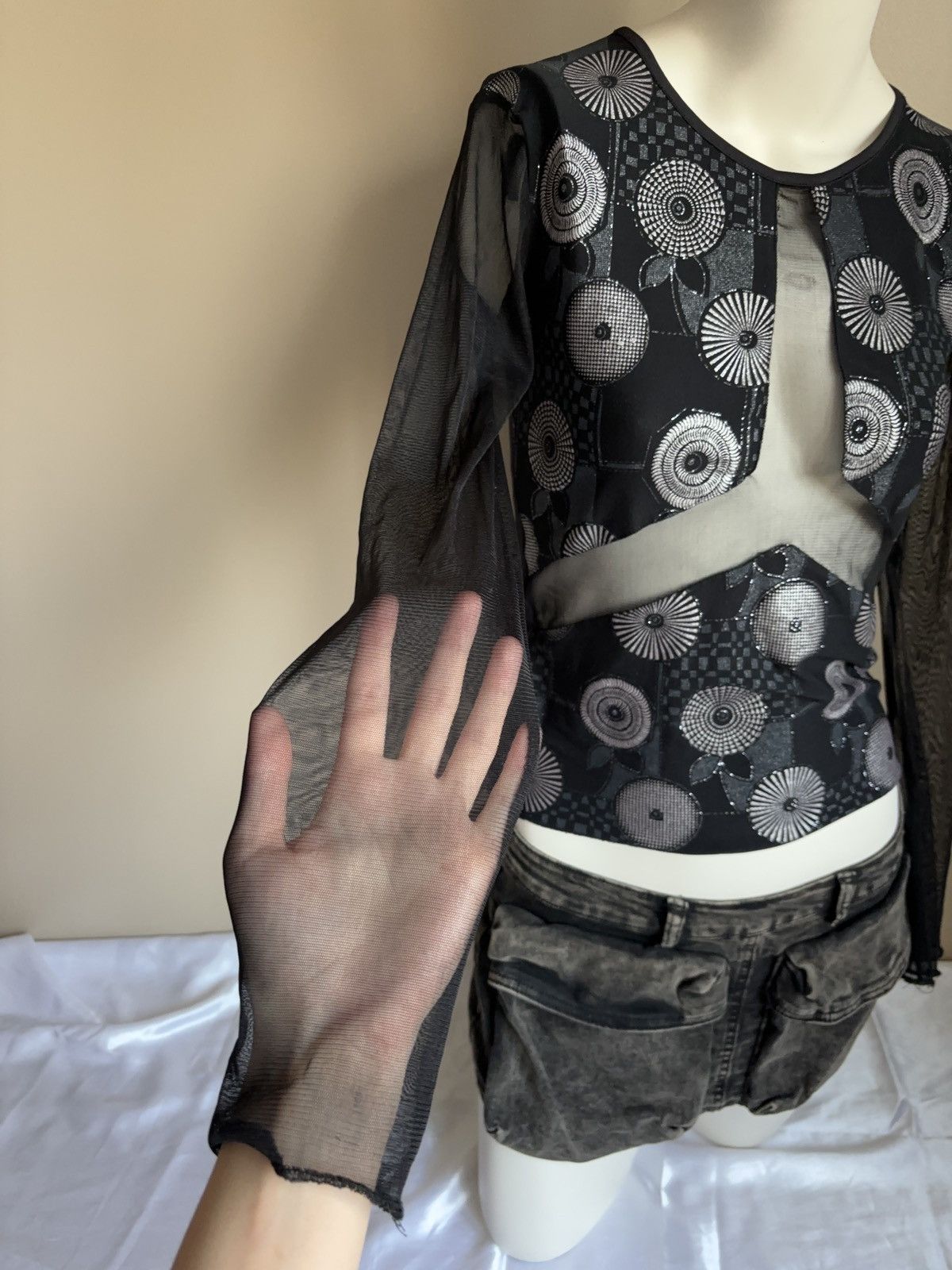 Japanese Brand × Vintage Mesh vintage printed long sleeve top Size M / US 6-8 / IT 42-44 - 5 Thumbnail