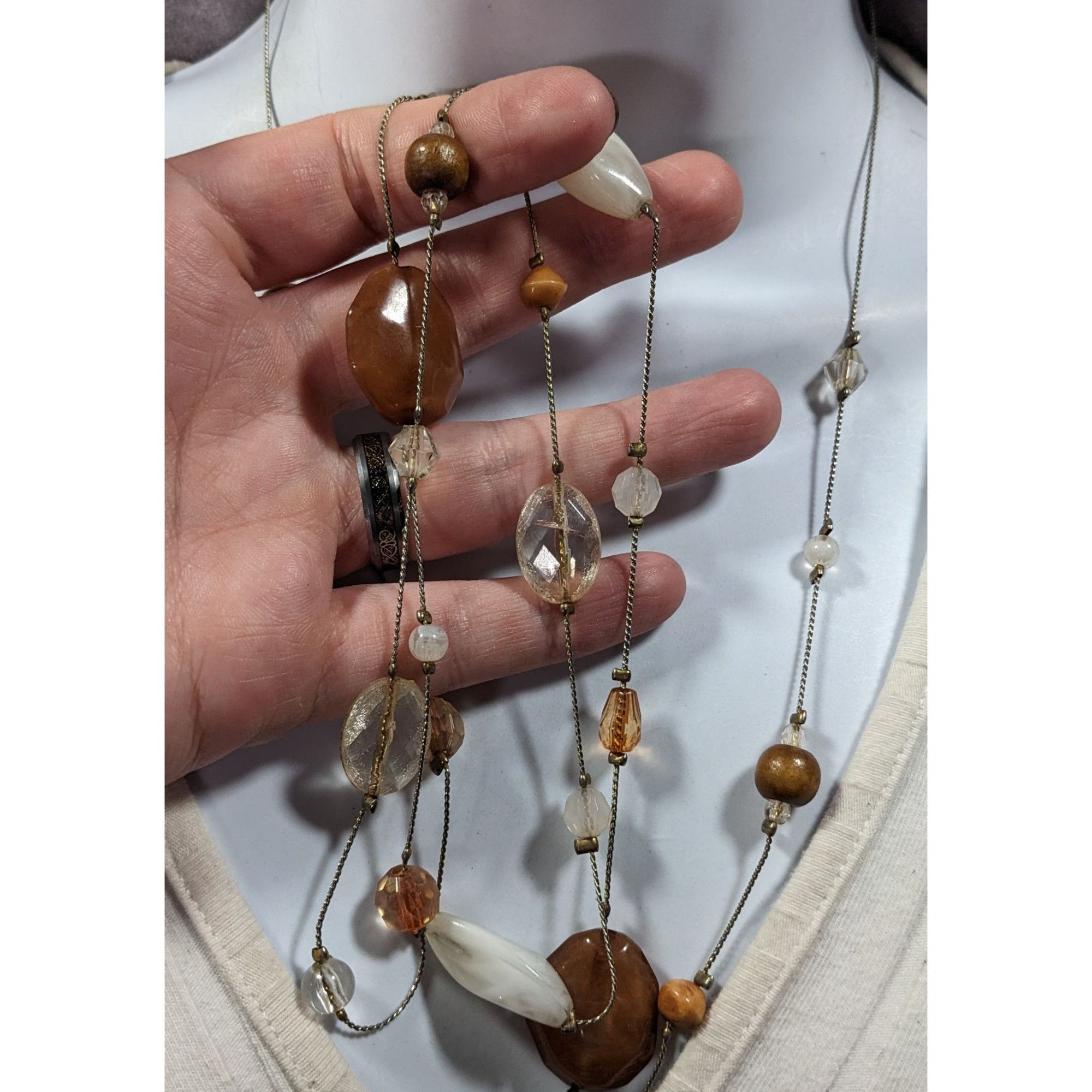 Other Retro Bohemian Brown And Clear Station Necklace Size ONE SIZE - 3 Thumbnail