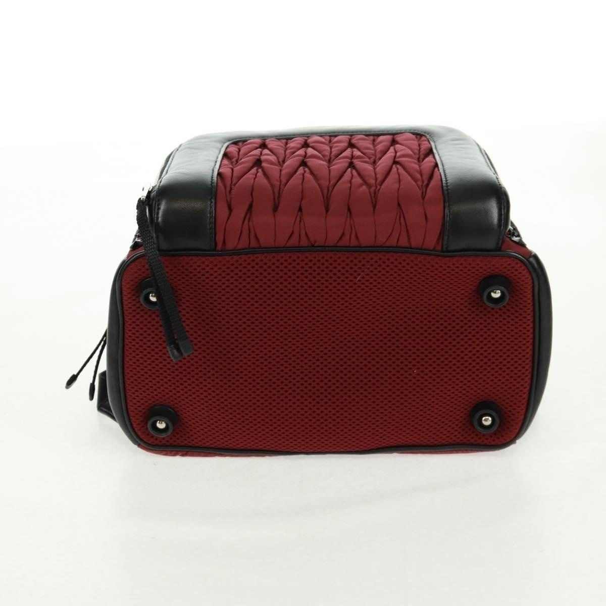 Miu Miu Miu Miu Nylon Leather Backpack Wine Red Size ONE SIZE - 4 Thumbnail