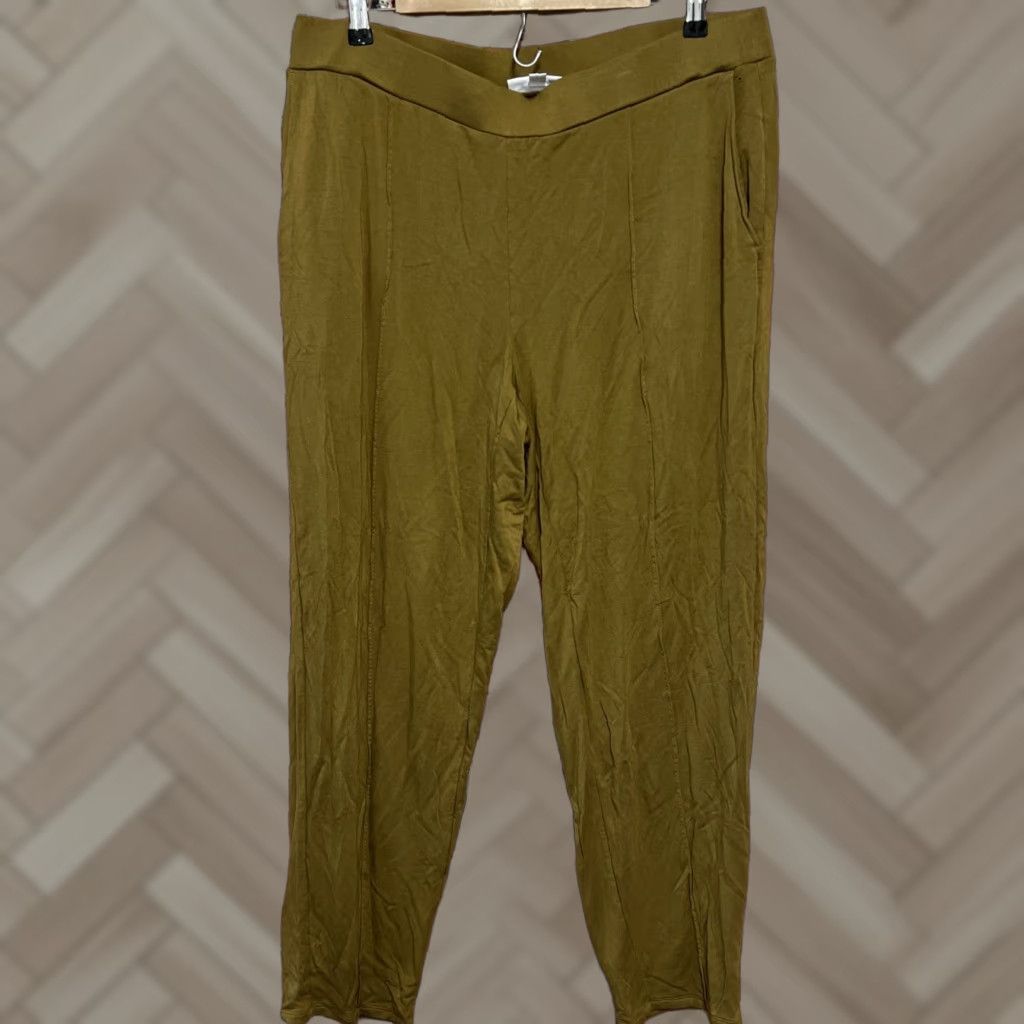 J. Jill J Jill Pure Jill Tranquility Fleece Pants Womens XL Yellow Jogger Elastic Waist Straight Leg Casual Size 40" / US 18 - 1 Thumbnail