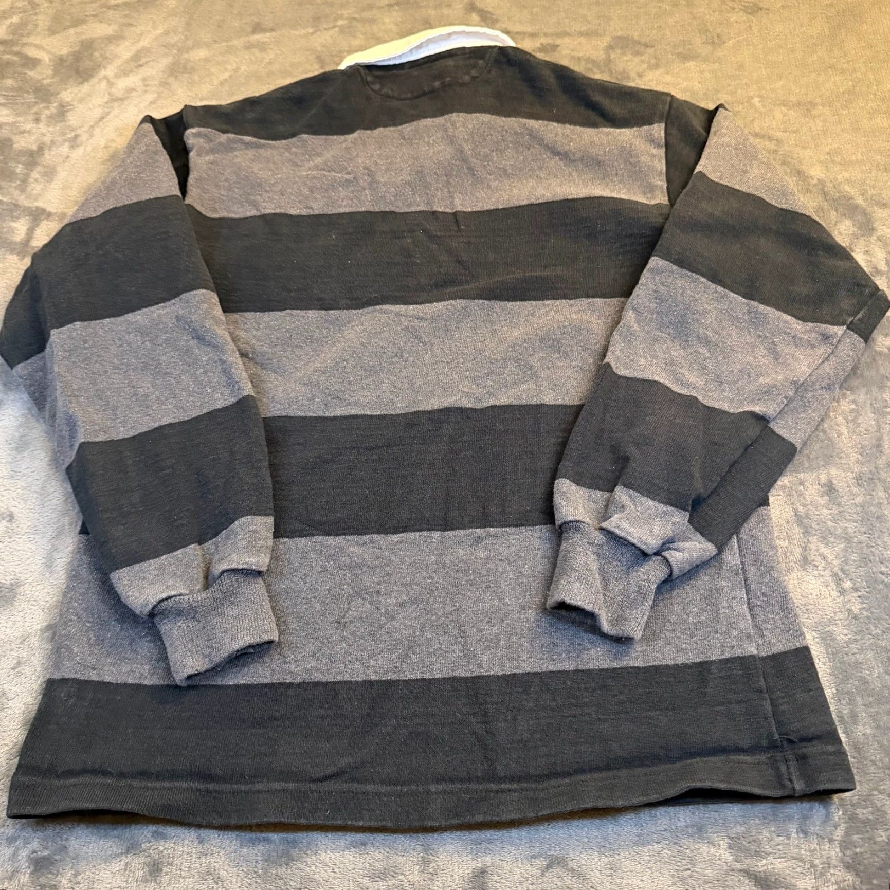 Barbarian VINTAGE Barbarian Rugby Wear Polo Shirt Striped Long Sleeve Grey/Black Men's S Size Small Casual Activewear Size US S / EU 44-46 / 1 - 4 Thumbnail