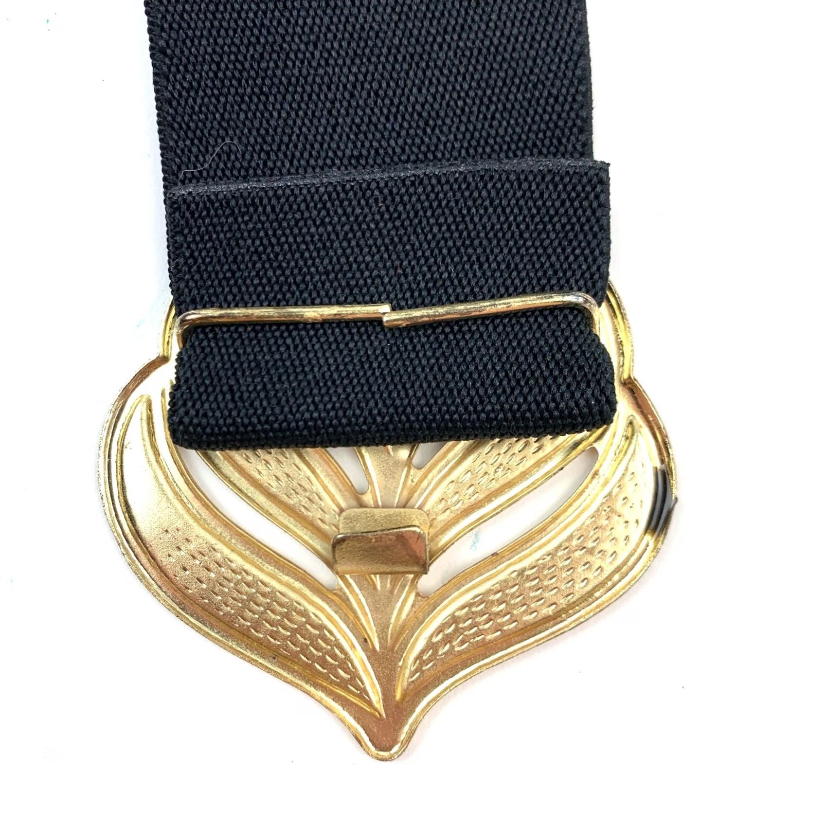 Vintage VINTAGE Peacock Feather Black Gold Stretch Enamel Metal Hook Clasp 31" Size ONE SIZE - 4 Thumbnail