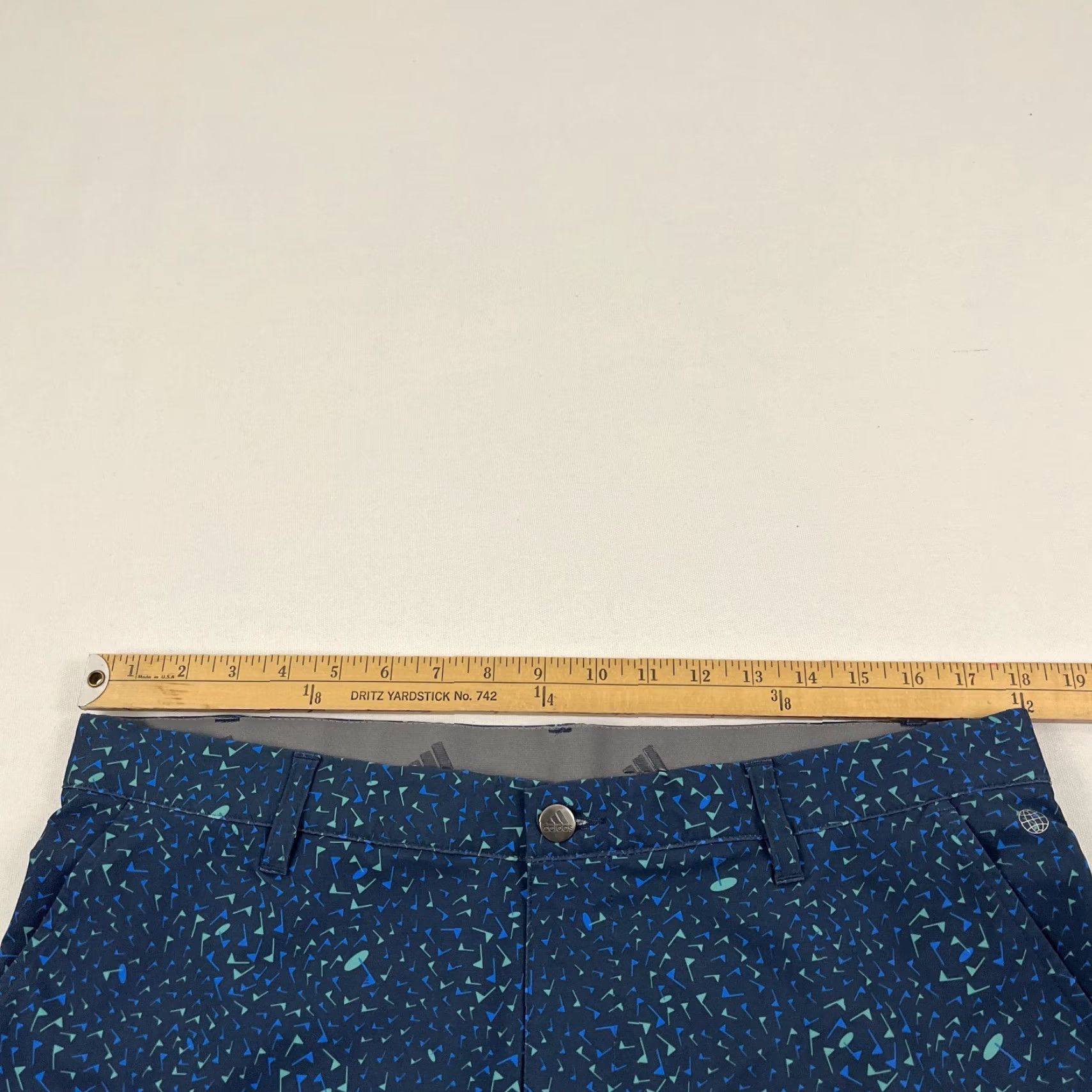 Adidas Adidas Chino Shorts Mens 34 X 9" Blue Golf Ultimate Flag Printed Casual Stretch Chino Shorts Size US 34 / EU 50 - 3 Thumbnail
