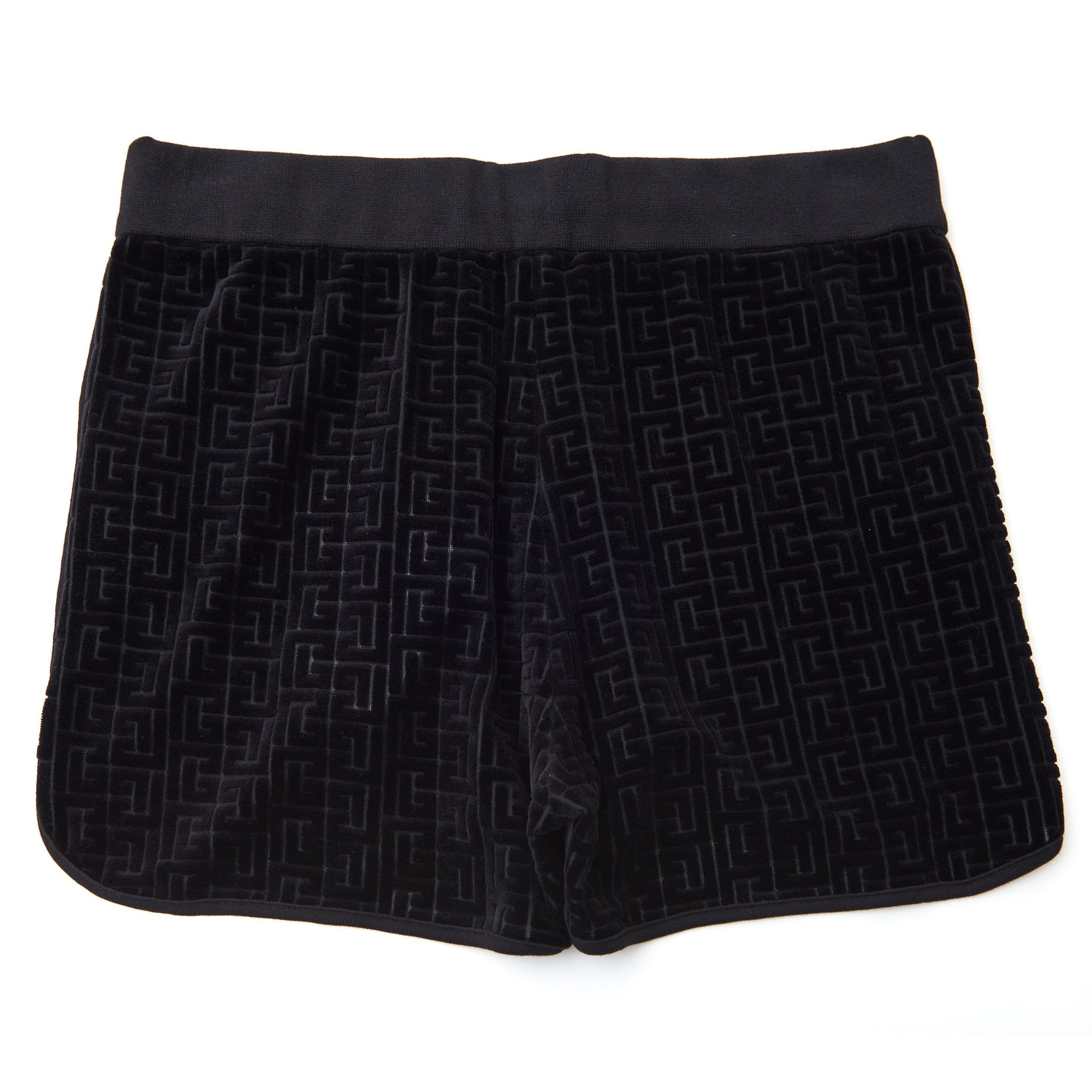 Balmain Black Velvet Shorts With Embossed Balmain Monogram Size 30" / US 8 / IT 44 - 2 Thumbnail
