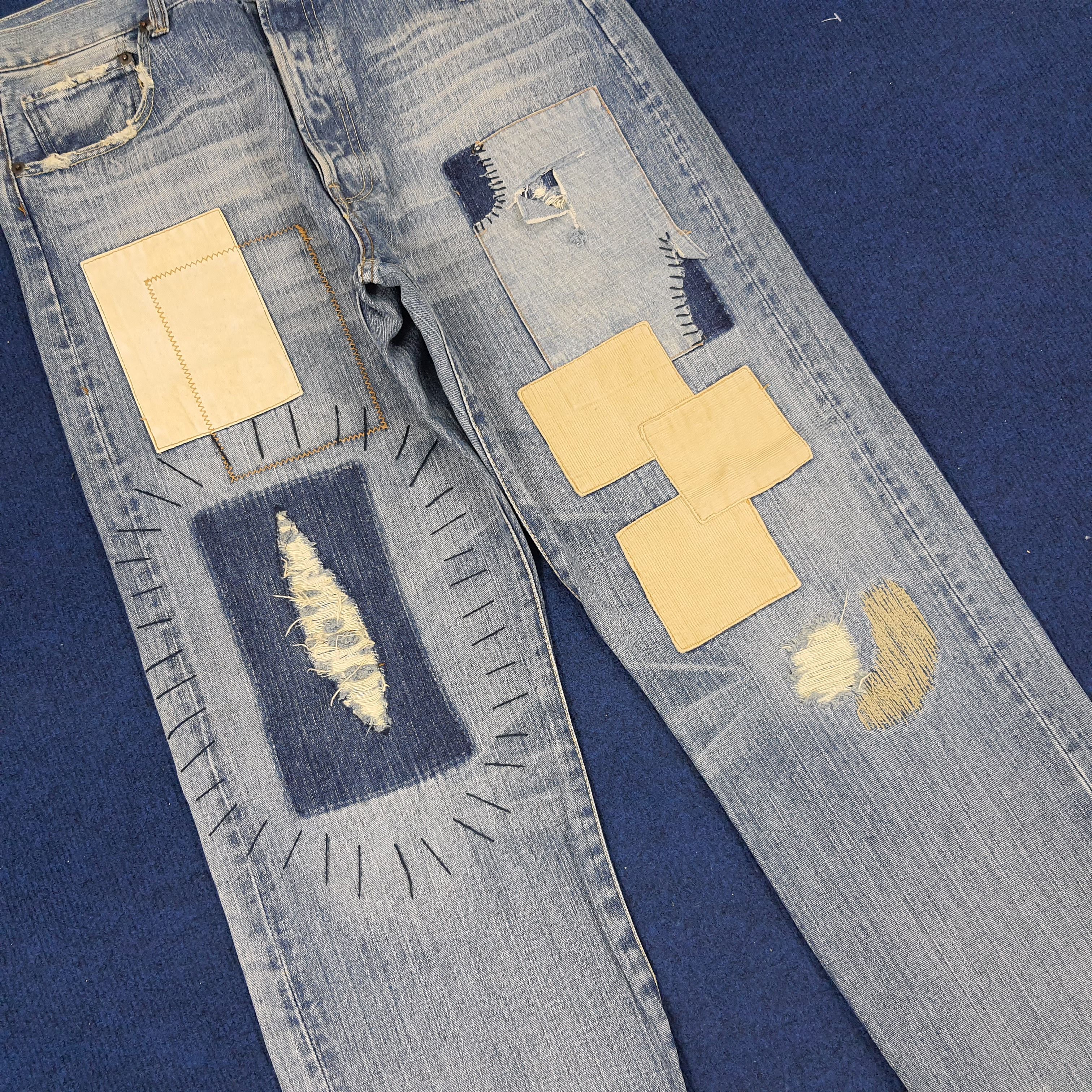 Designer × Vintage Vintage Exhibitionist Patchwork Design Denim Jeans Size US 32 / EU 48 - 3 Thumbnail