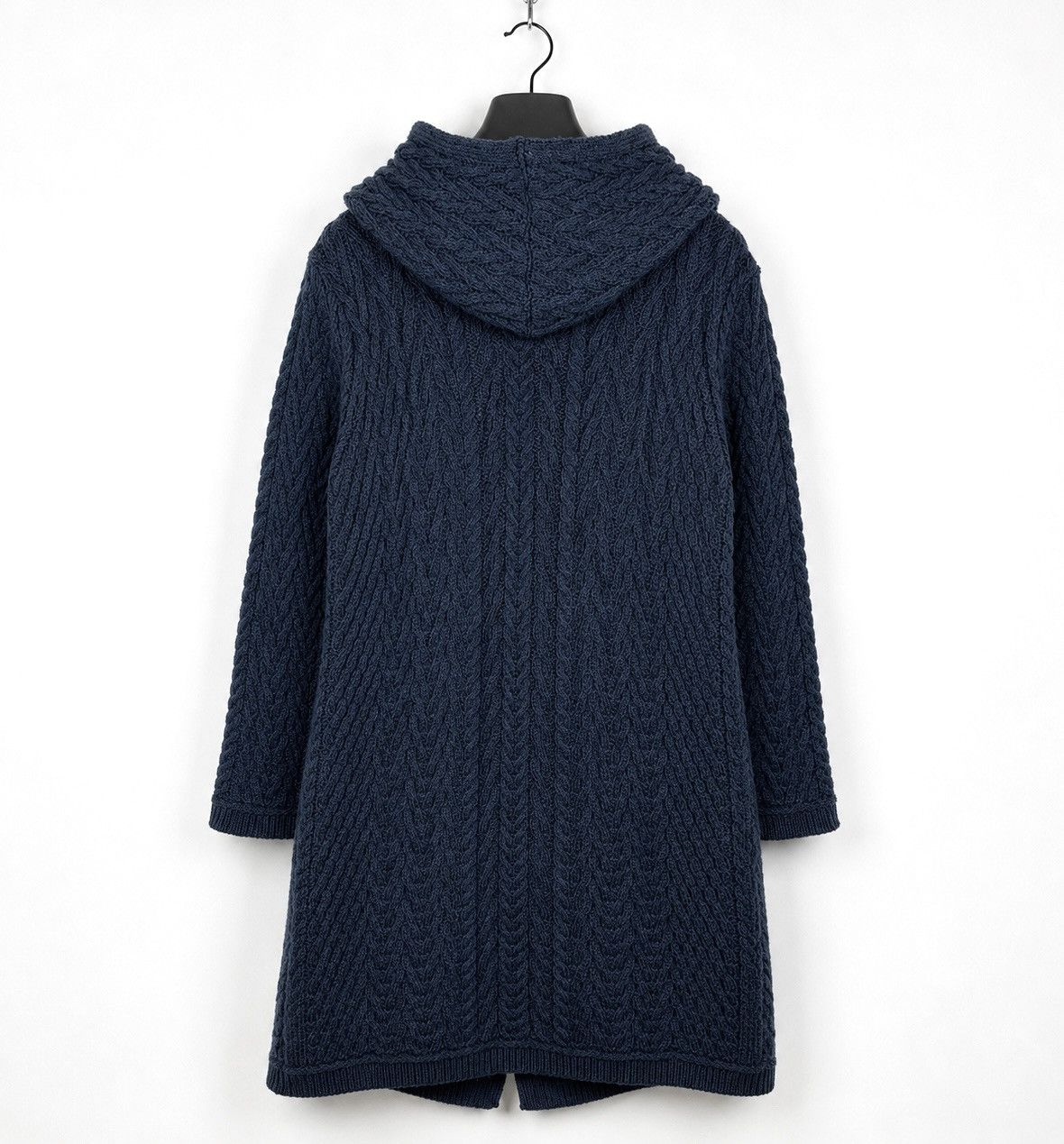 Loro Piana Aran Mor Herringbone Shawl Hood Cardigan Sweater Blue Wool Size L / US 10 / IT 46 - 11 Thumbnail