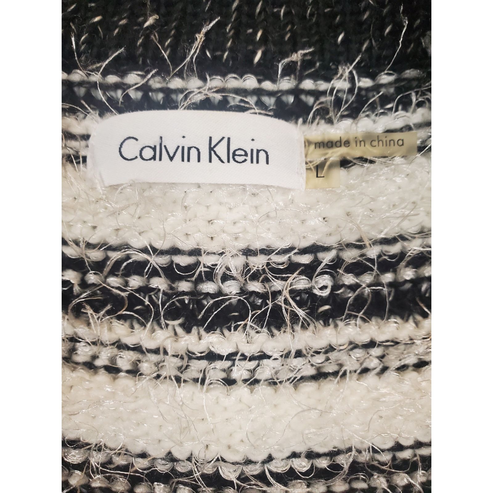 Calvin Klein Calvin Klein Women's Black White Striped Cropped Cardigan Size L / US 10 / IT 46 - 3 Thumbnail