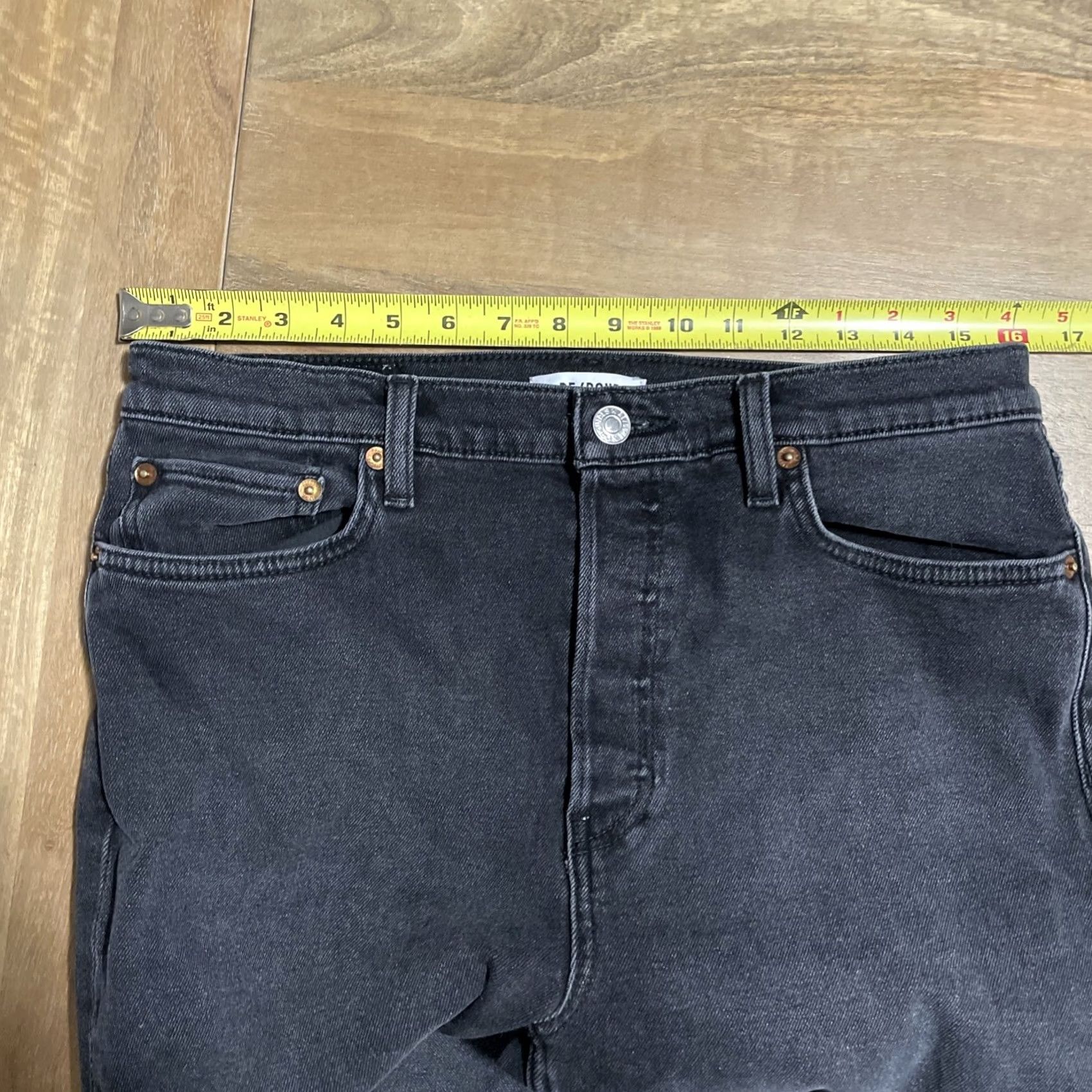 RE/DONE RE/DONE 70s Stovepiper Jeans Womens 32x26 High Rise Straight Black Denim Jeans Size 24" / US 00 / IT 34 - 7 Thumbnail