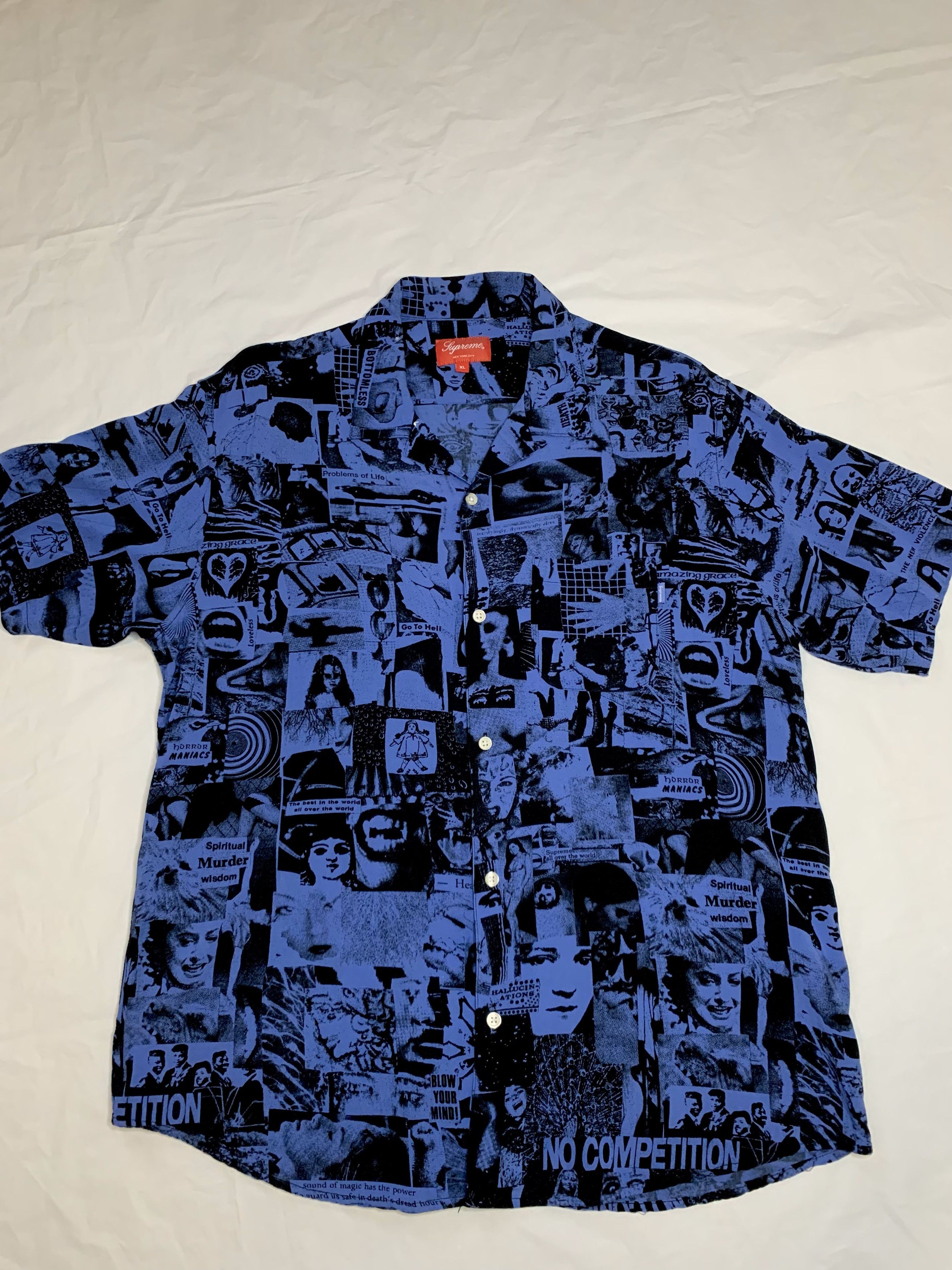 image of Supreme Ss18 Vibrations Shirt (Xl) in Blue/Black, Men's