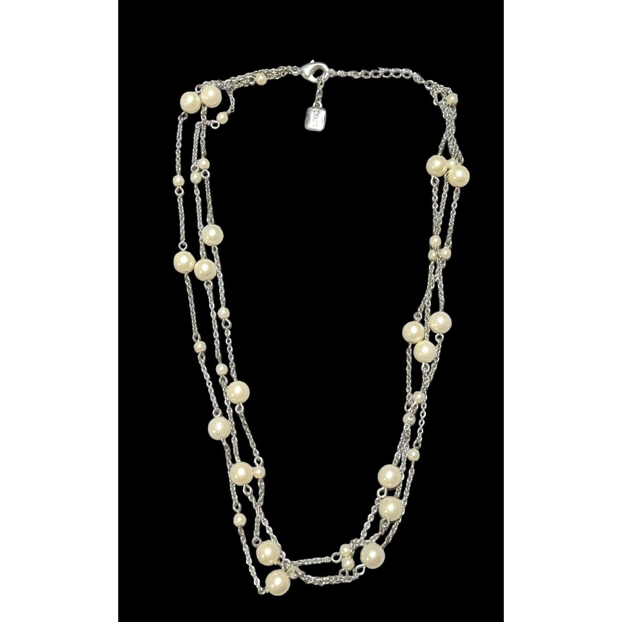 Chaps Chaps Multilayer Chain Pearl Necklace Size ONE SIZE - 1 Thumbnail