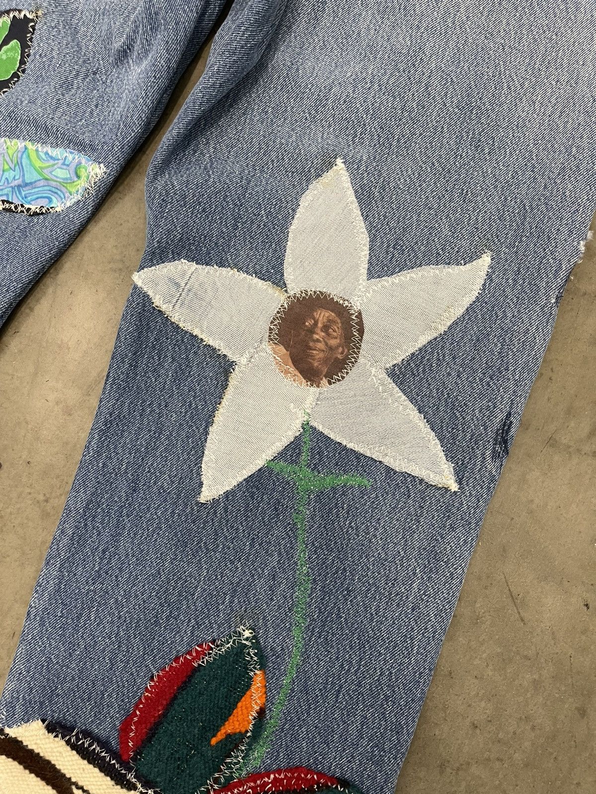 Levi's BLUESIN'S "BLUES GARDEN" PATCHWORK DENIM JEANS Size US 38 / EU 54 - 6 Thumbnail