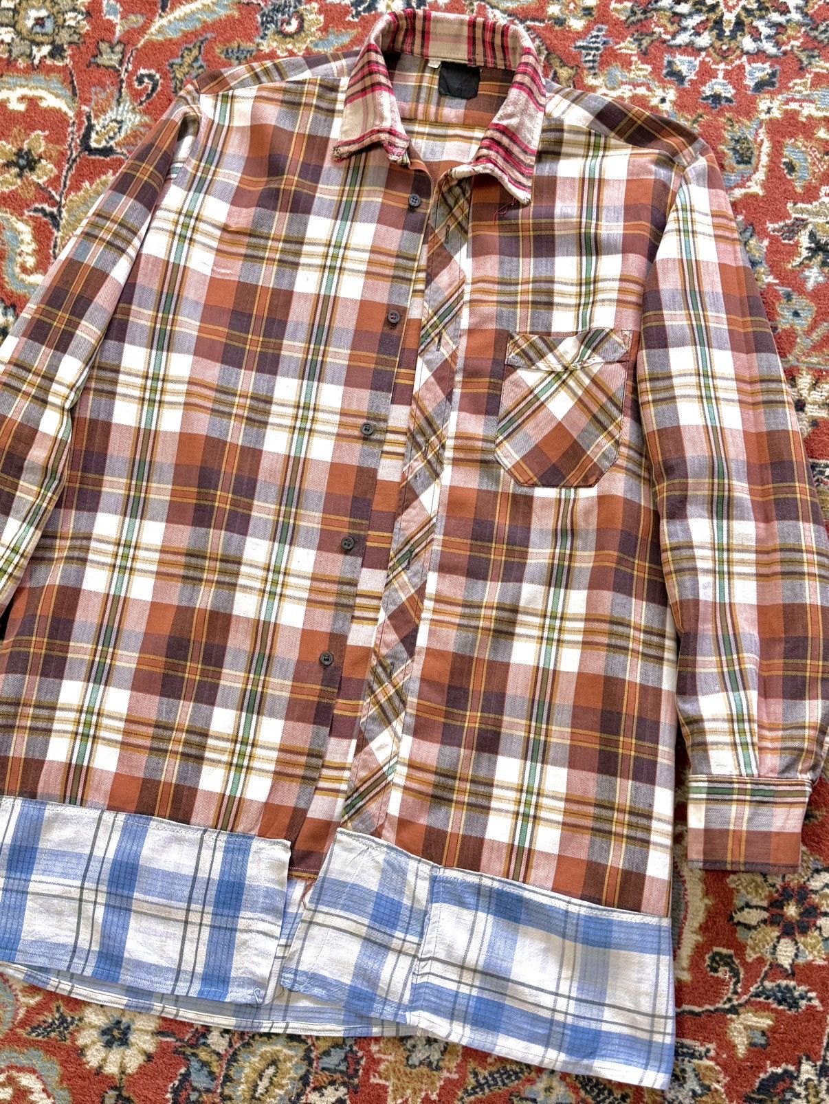 Vintage 80s Vintage Flannel Distressed Reconstructed Plaid Shirt Size US L / EU 52-54 / 3 - 11 Thumbnail