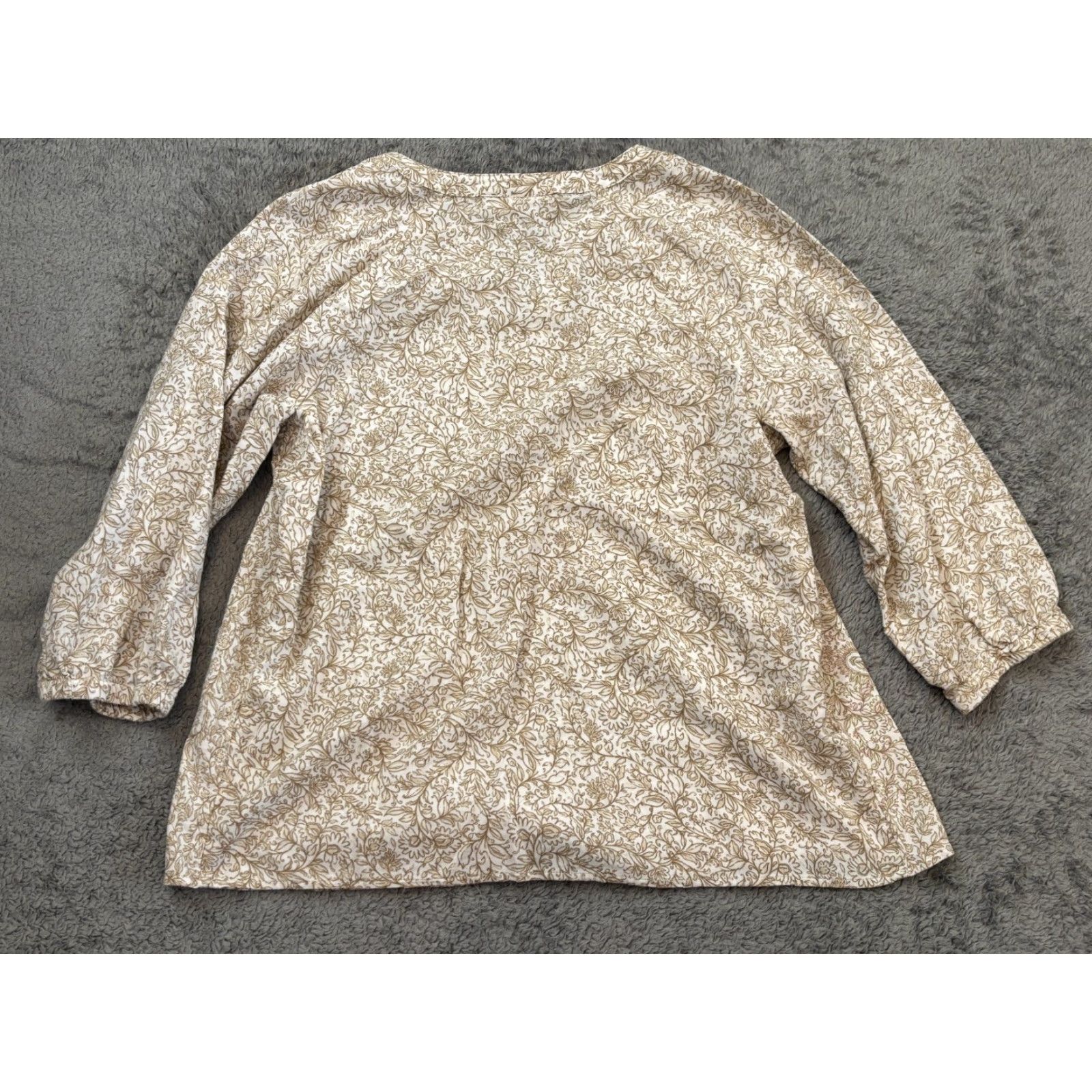 J. Jill J Jill Pure Jill Top Womens Small Beige Bohemian Button V Neck Puff Sleeves Shirt Blouse Ladies Size S / US 4 / IT 40 - 5 Thumbnail
