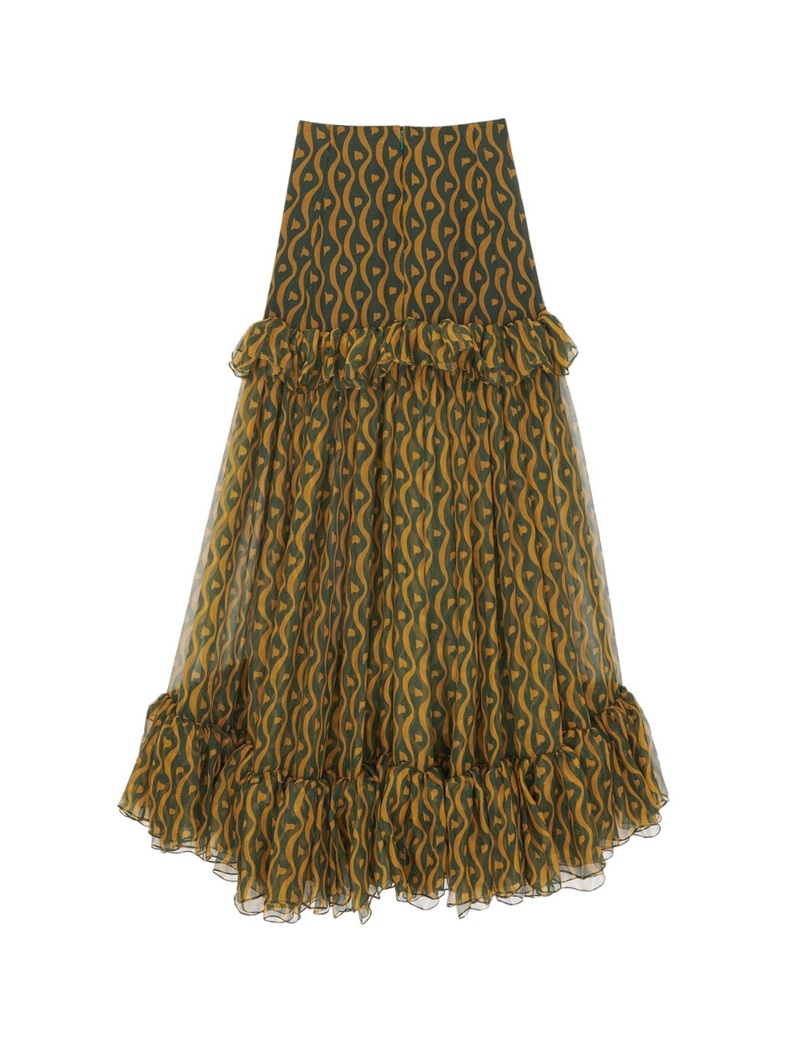 o1s1wg111024 Draped Silk Maxi Skirt in Multicolor