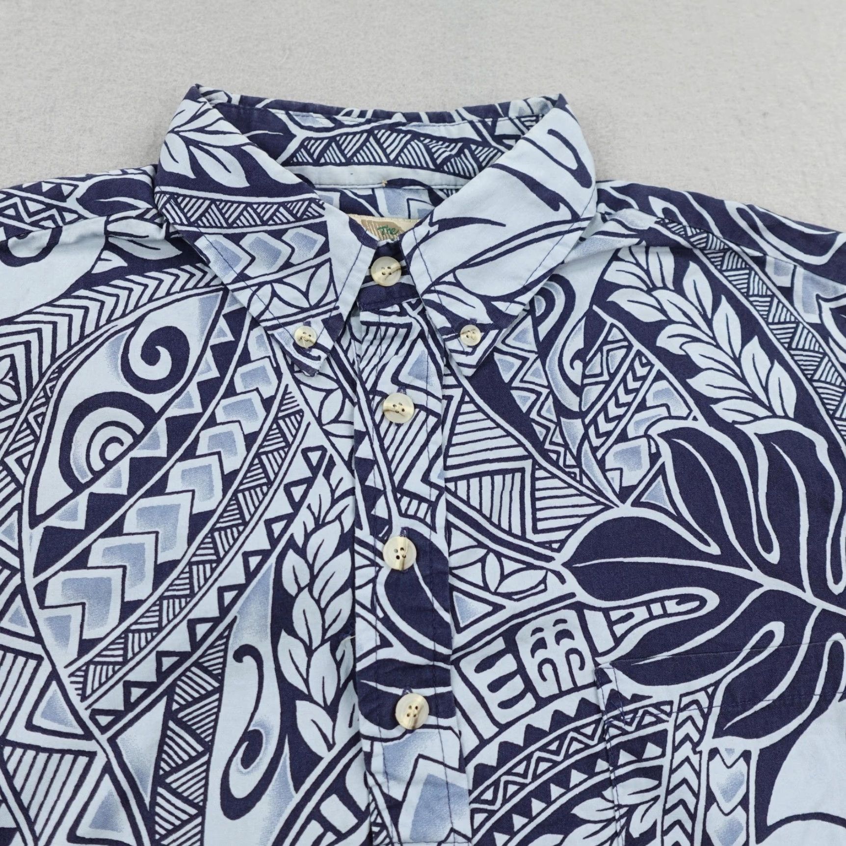Hilo Hattie Hilo Hattie Shirt Men Medium Blue Hawaiian Aloha Tapa Tribal Pullover 1/2 Button Size US M / EU 48-50 / 2 - 2 Thumbnail