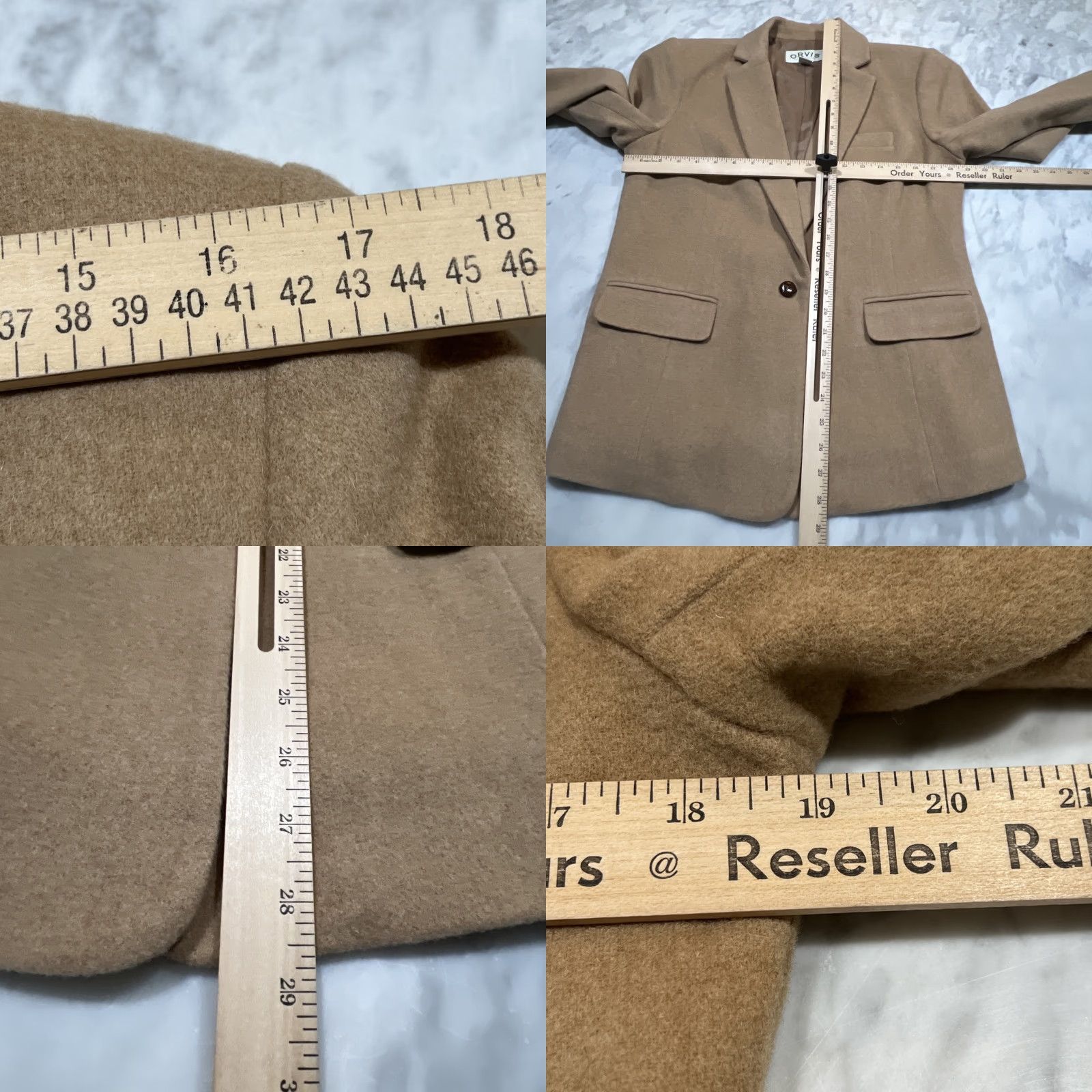 Orvis Orvis Camel Hair Jacket Women’s 12 Lined Polyester Leather Button Fitted Short Size 34" / US 12 / IT 48 - 9 Thumbnail