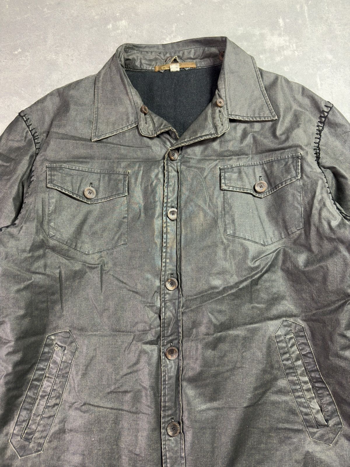 Roberto Cavalli 00s Class Roberto Cavalli Waxed Back Embroidery Jacket Coat Size US XL / EU 56 / 4 - 11 Thumbnail