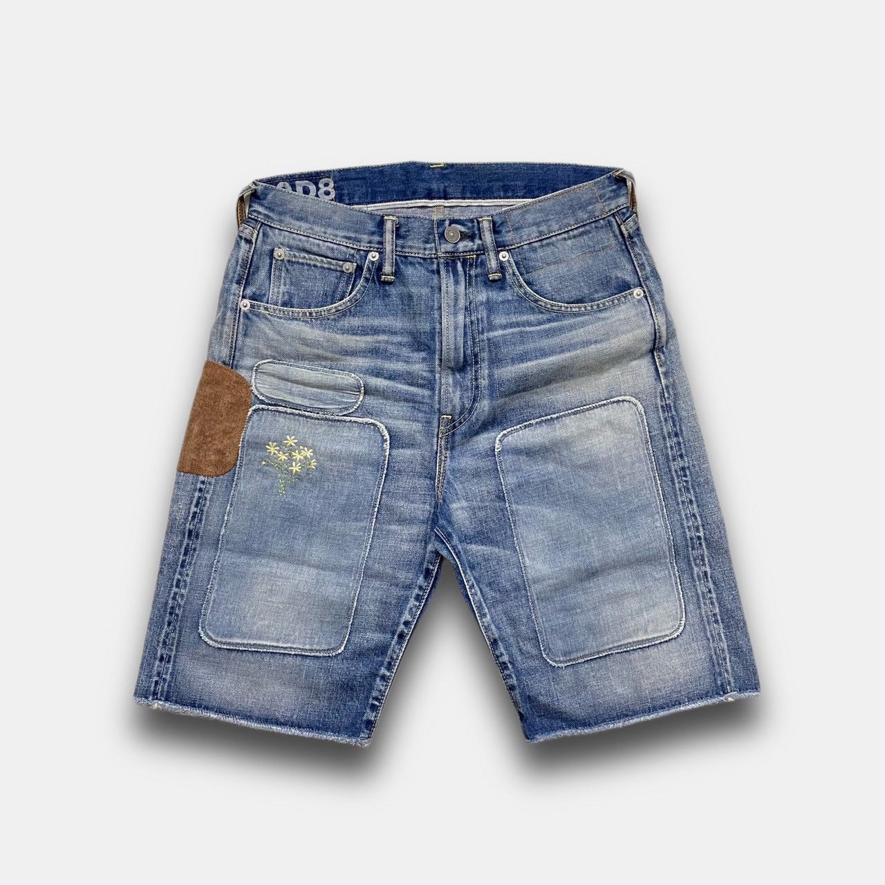 Image of Visvim Denim Short Patchwork in Blue Patchwork, Men's (Size 30)