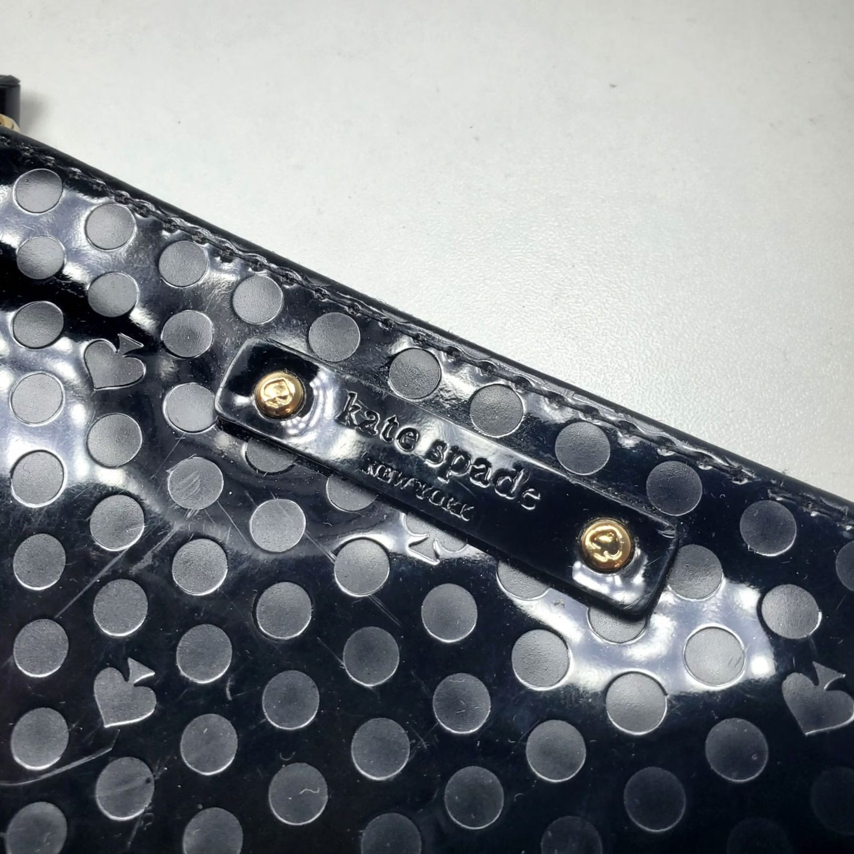 Vintage KATE SPADE NY Beale Street Mini Pouch Black Embossed Patent Coin Card Holder Size ONE SIZE - 2 Thumbnail