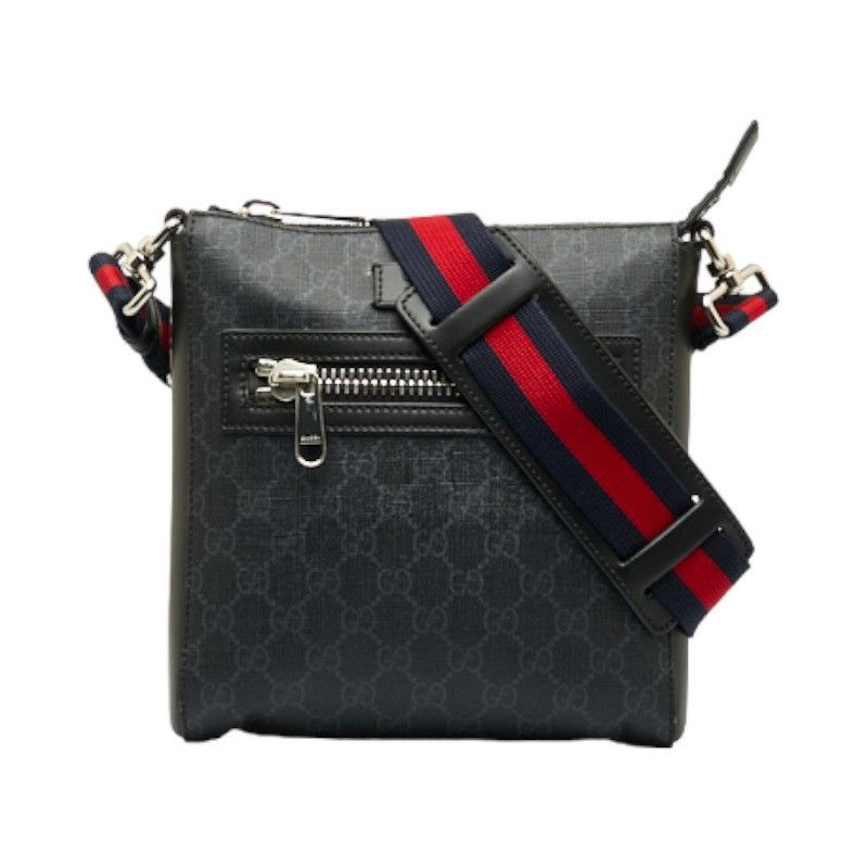 image of Gucci GG Supreme Small Messenger Bag Black Gray, Women's