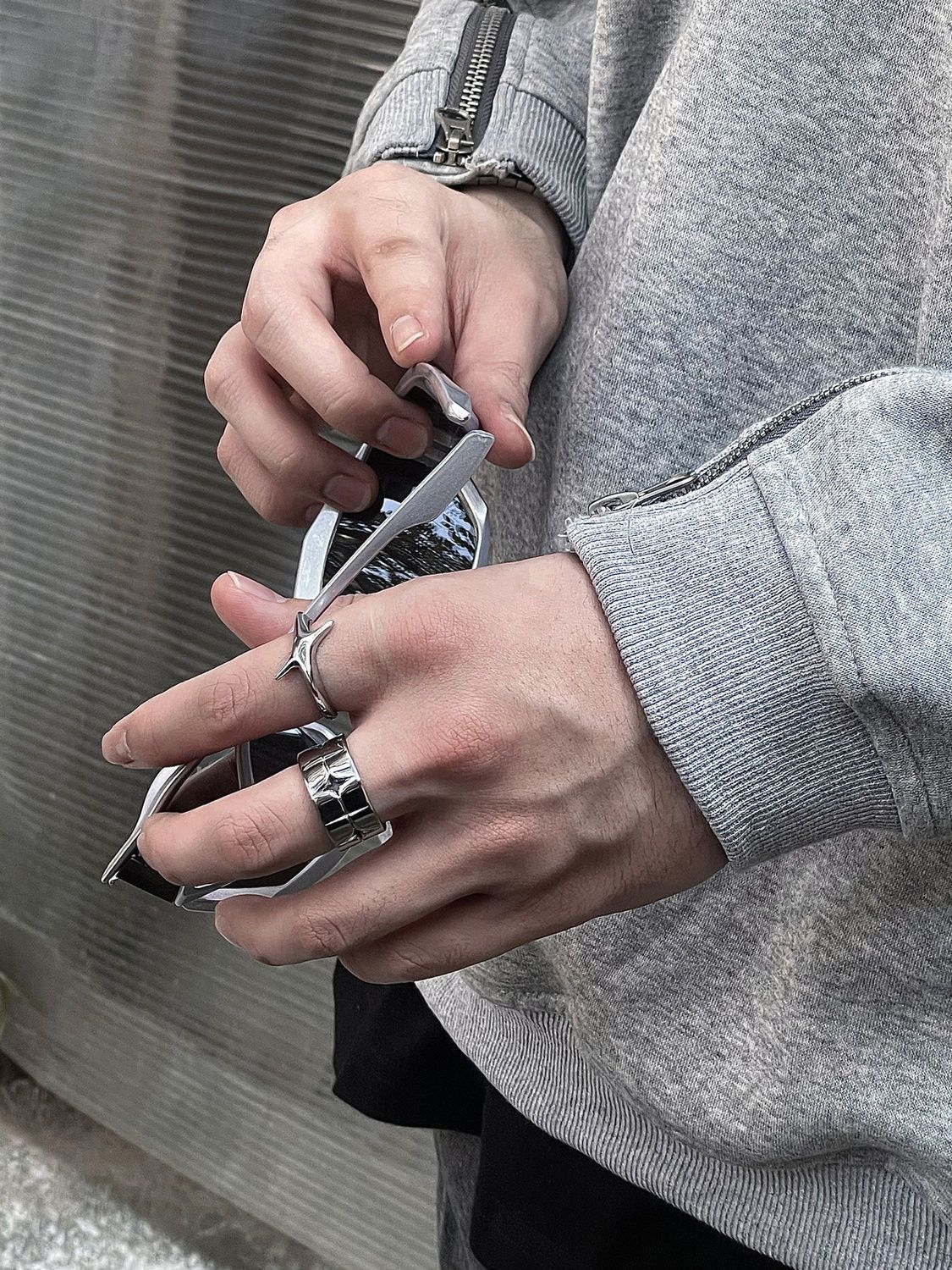 Jewelry Star Hip-hop Jewelry Rings Open Size Chrome Ring (Size 7-13) Size ONE SIZE - 2 Thumbnail
