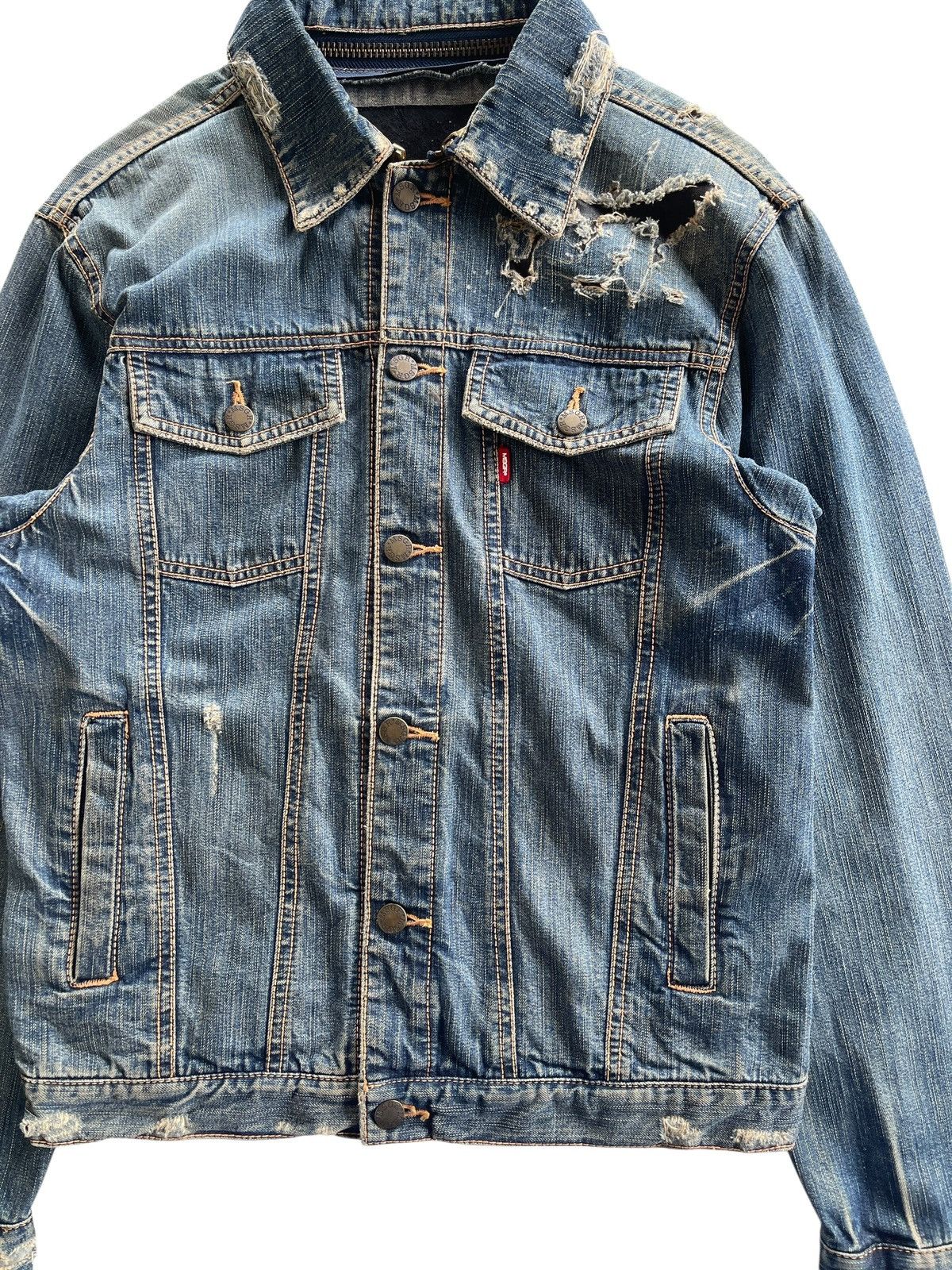Japanese Brand MSGR Distressed Denim Jacket Size US M / EU 48-50 / 2 - 8 Thumbnail