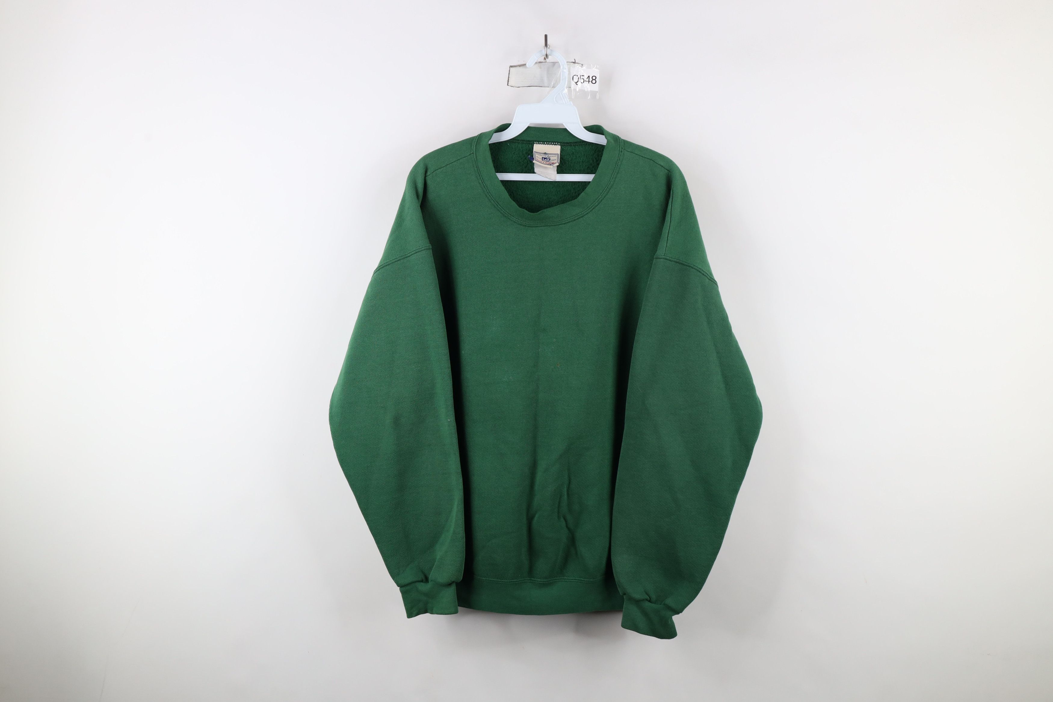Vintage Vintage 90s Streetwear Blank Heavyweight Sweatshirt Green Size US L / EU 52-54 / 3 - 1 Thumbnail