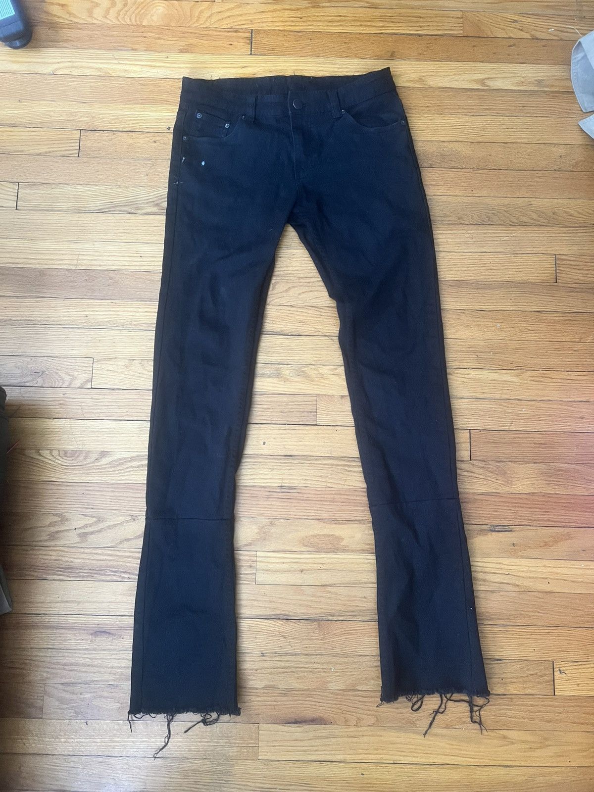 Designer Custom Triple Black Extended Denim Jeans Size US 32 / EU 48 - 1 Thumbnail