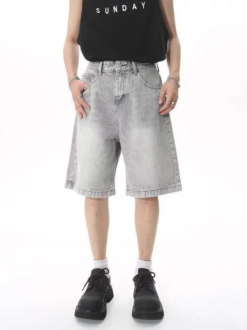 Jean Fujisaki x Etou Faded Gray Washed Loose Fit Denim Shorts Size US 34 / EU 50 - 5 Thumbnail