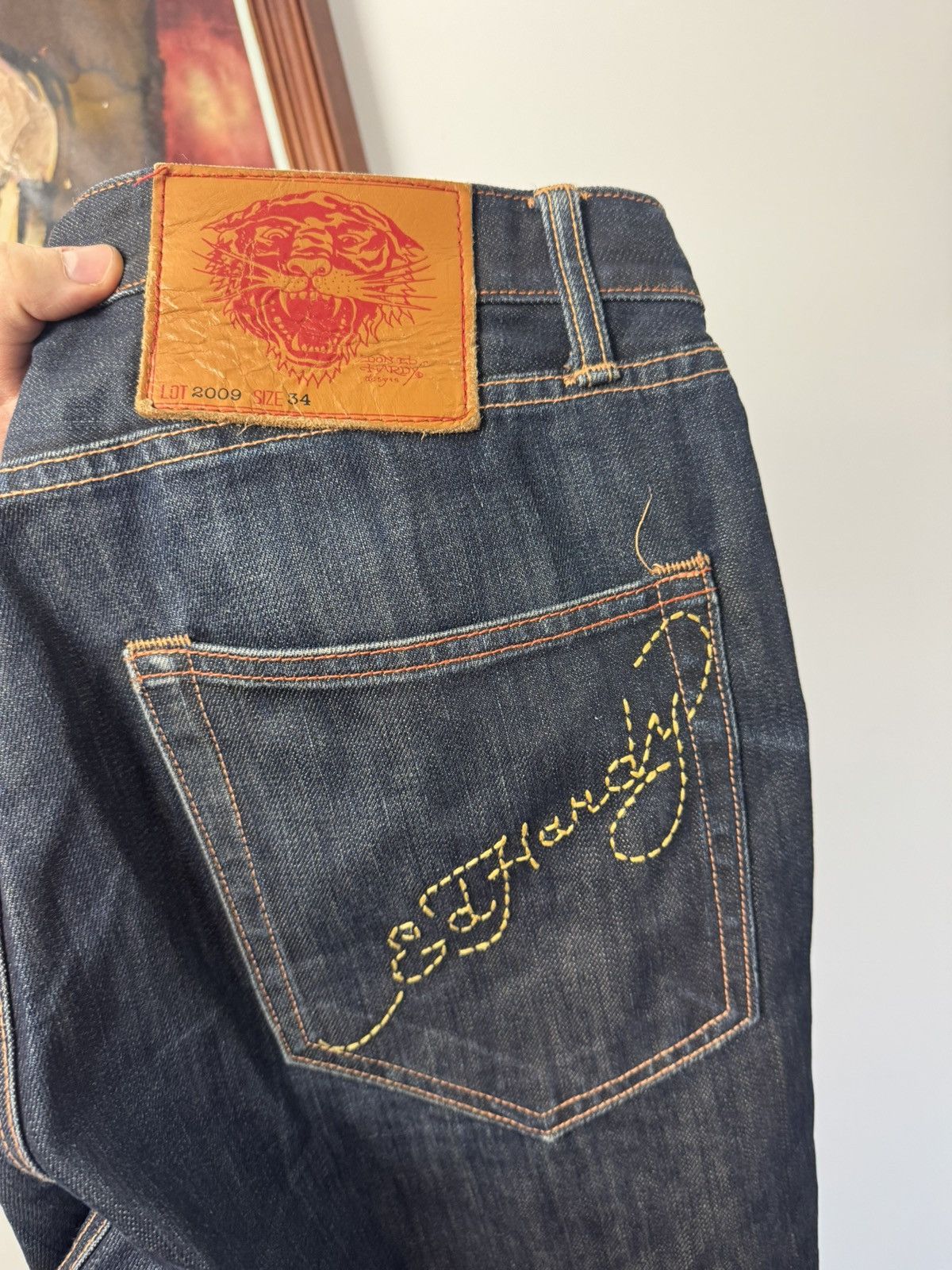 Ed Hardy Rare Vintage Ed Hardy Spellout Logo Denim Drip Pants Y2K 00s Size US 34 / EU 50 - 3 Thumbnail