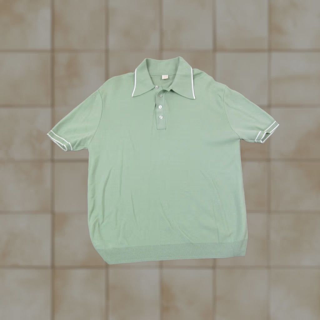 Sears VINTAGE Kings Road Polo Shirt Mens L Green 90s Golf Nylon Short Sleeve Button Collar Casual Activewear Shirt Mens Size US L / EU 52-54 / 3 - 1 Thumbnail