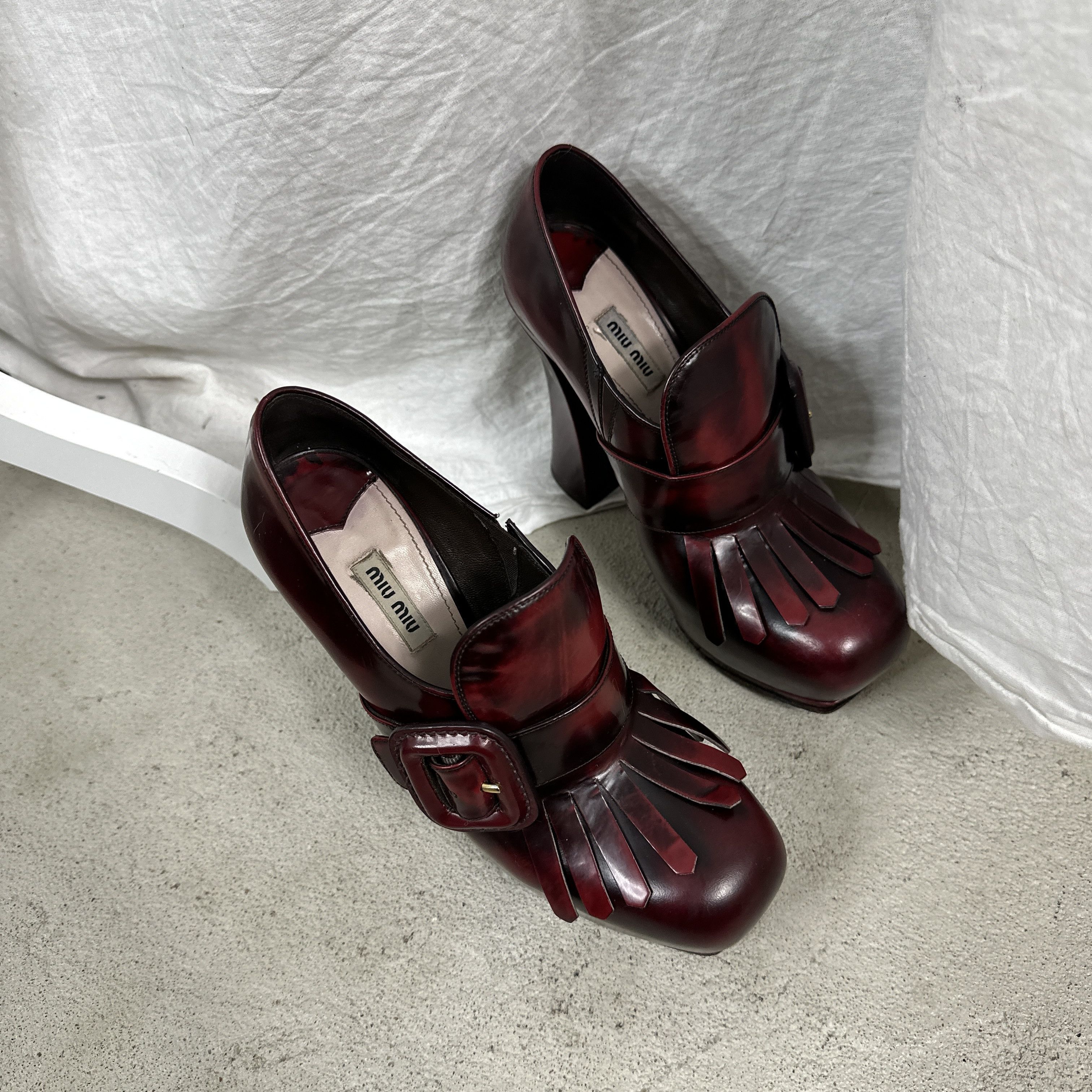 Miu Miu × Vintage Vintage Miu Miu Elevated Platform Loafers Leather Shoes Size US 9 / IT 39 - 11 Thumbnail